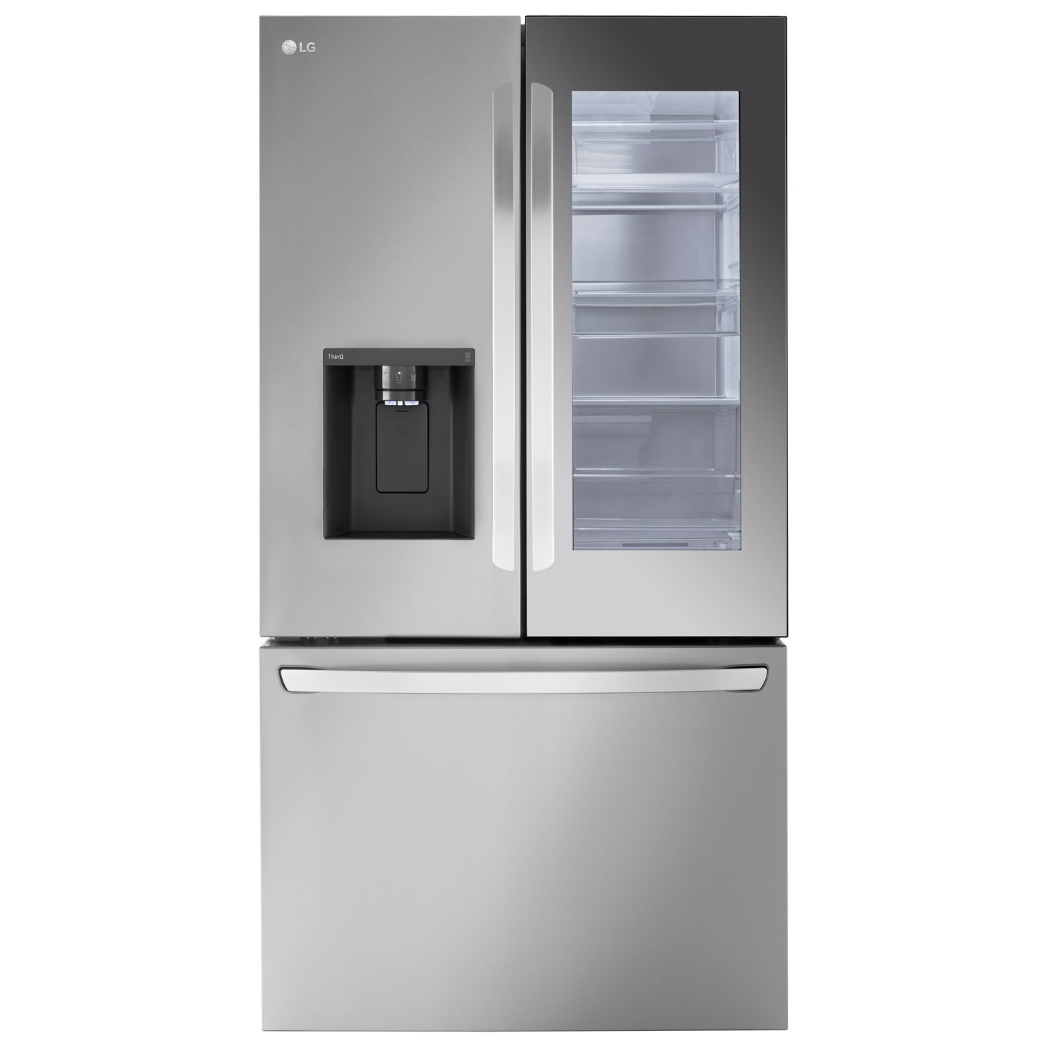 Réfrigérateur à deux portes à profondeur de comptoir MAX Smart Mirror InstaView 36 po 26 pi³ de LG - Acier inoxydable - Exclusivité BBY