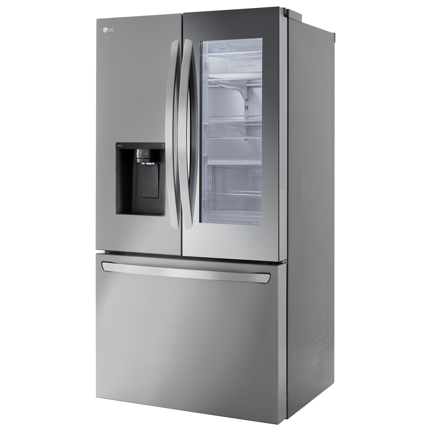Réfrigérateur à deux portes à profondeur de comptoir MAX Smart Mirror InstaView 36 po 26 pi³ de LG - Acier inoxydable - Exclusivité BBY
