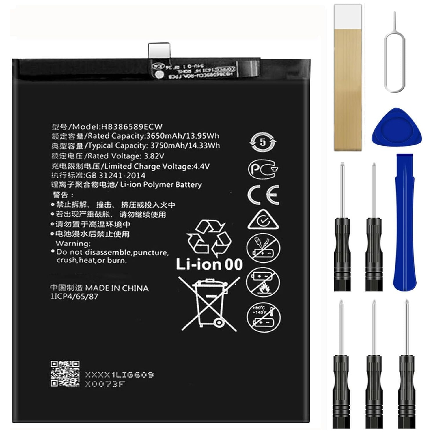 (CABLESHARK)Replacement Battery for Huawei Ascend P10 Plus / Mate 20 Lite / Honor View 10 / Nova 3 HB386589ECW + TOOLS (FREE SHIPPING)