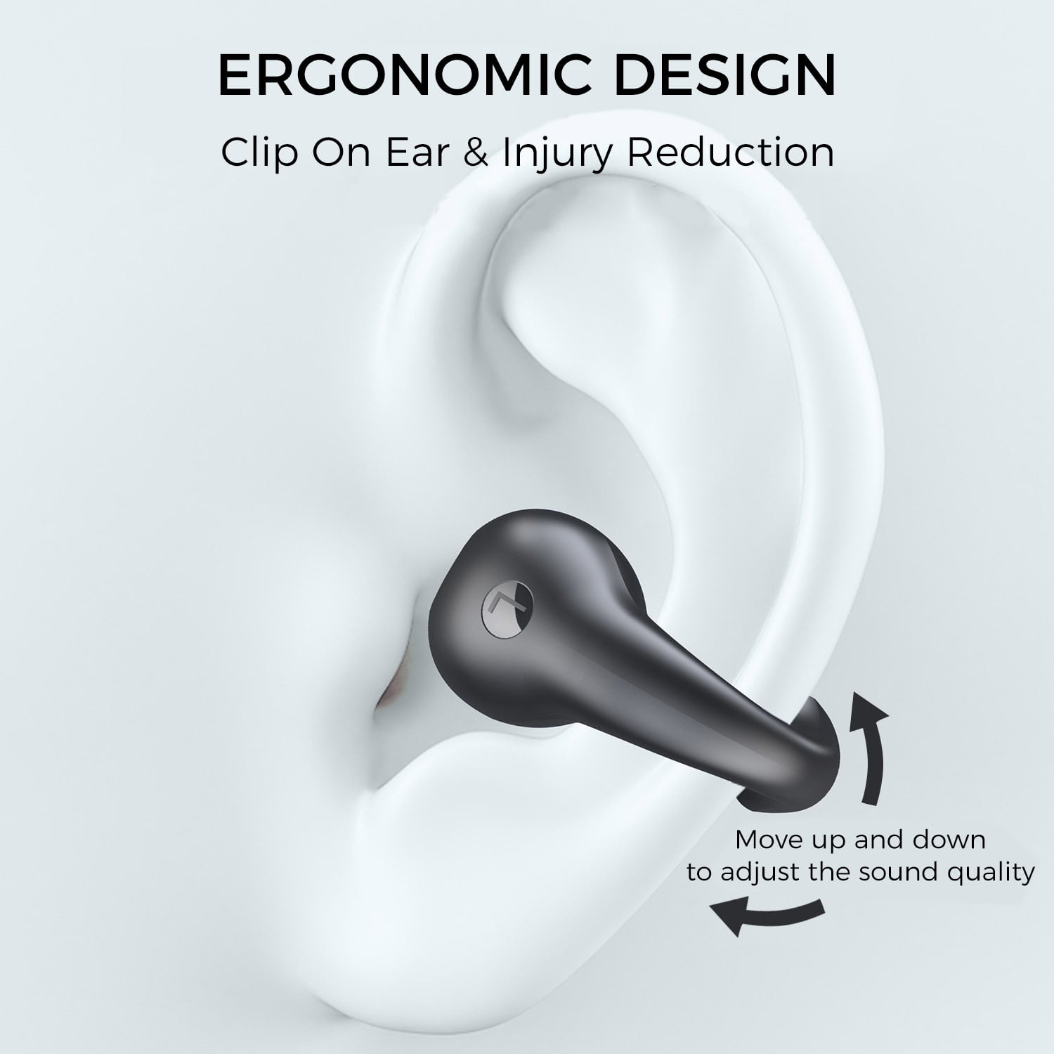 Alpha Digital Wireless TWS Bluetooth 5.3 Earbuds-Open Ear/Clip-on- 18-Hr Playtime, HiFi Stereo, Touch Ctrls, 350mAh Case-Black