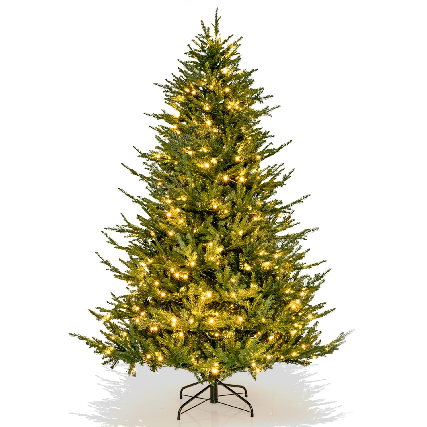 Topbuy 6/7FT Artificial Christmas Tree Pre-lit Xmas Tree with 280/380 Warm White LED Lights 8 Lighting Modes 788/1130 PE & PVC Branch Tips
