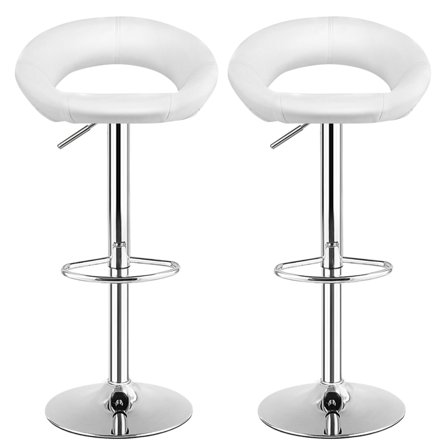 TopBuy – Ensemble de 2 tabourets de bar ajustables en cuir pu, blanc