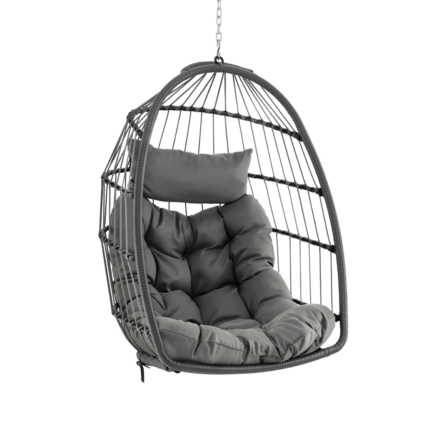 Gymax Hanging Egg Chair Swing Chair Without Stand w/ Comfrotable Head Pillow & Soft Cushion