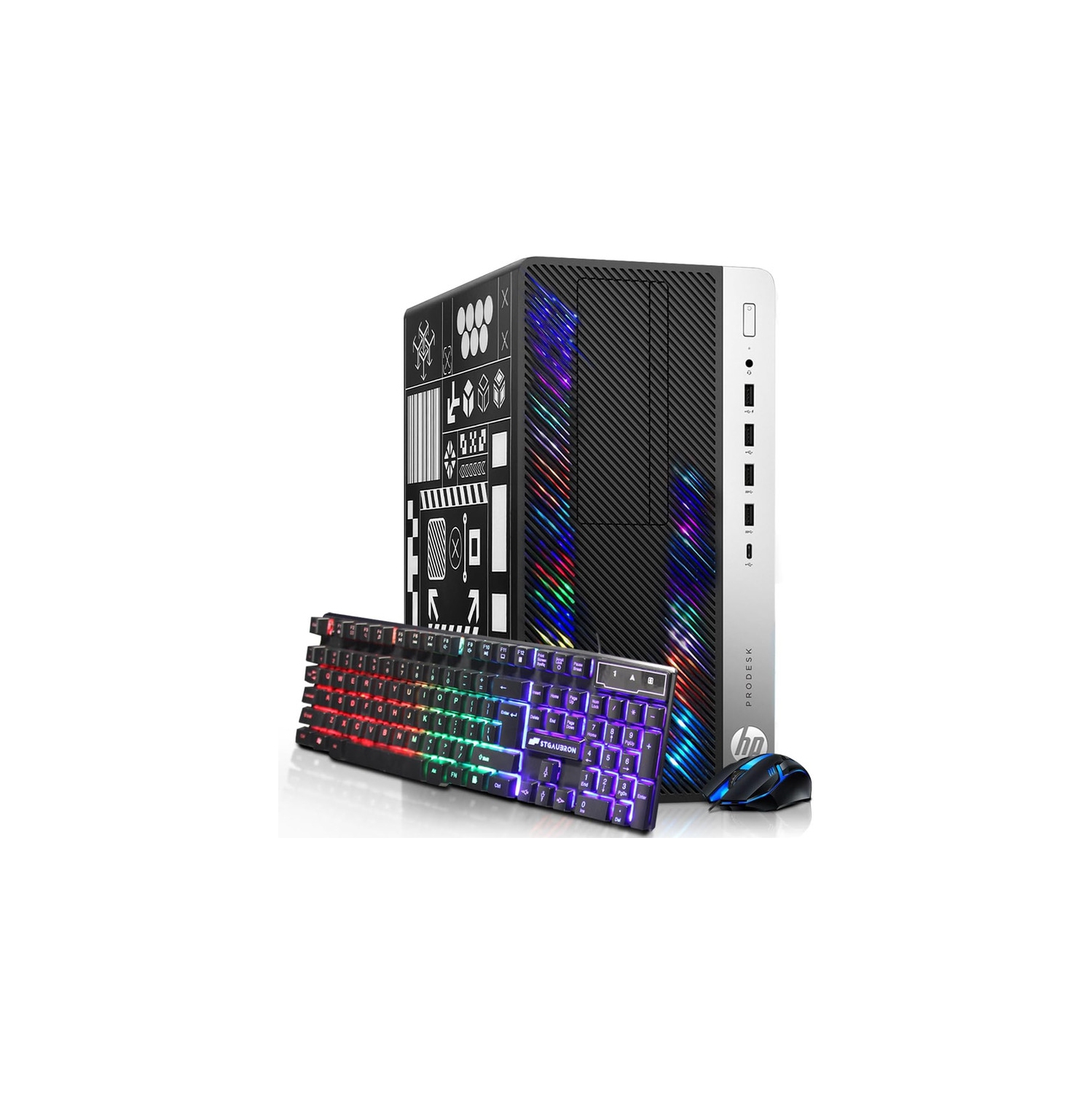 HP RGB Gaming Desktop Computer, Intel Quad Core I5-6500 up to 3.6GHz, GeForce GT 1030 2G, 16GB DDR4, 512G SSD, RGB KB & MS, 600M WiFi & BT 5.0, Win 10 Pro -Refurbished Excellent