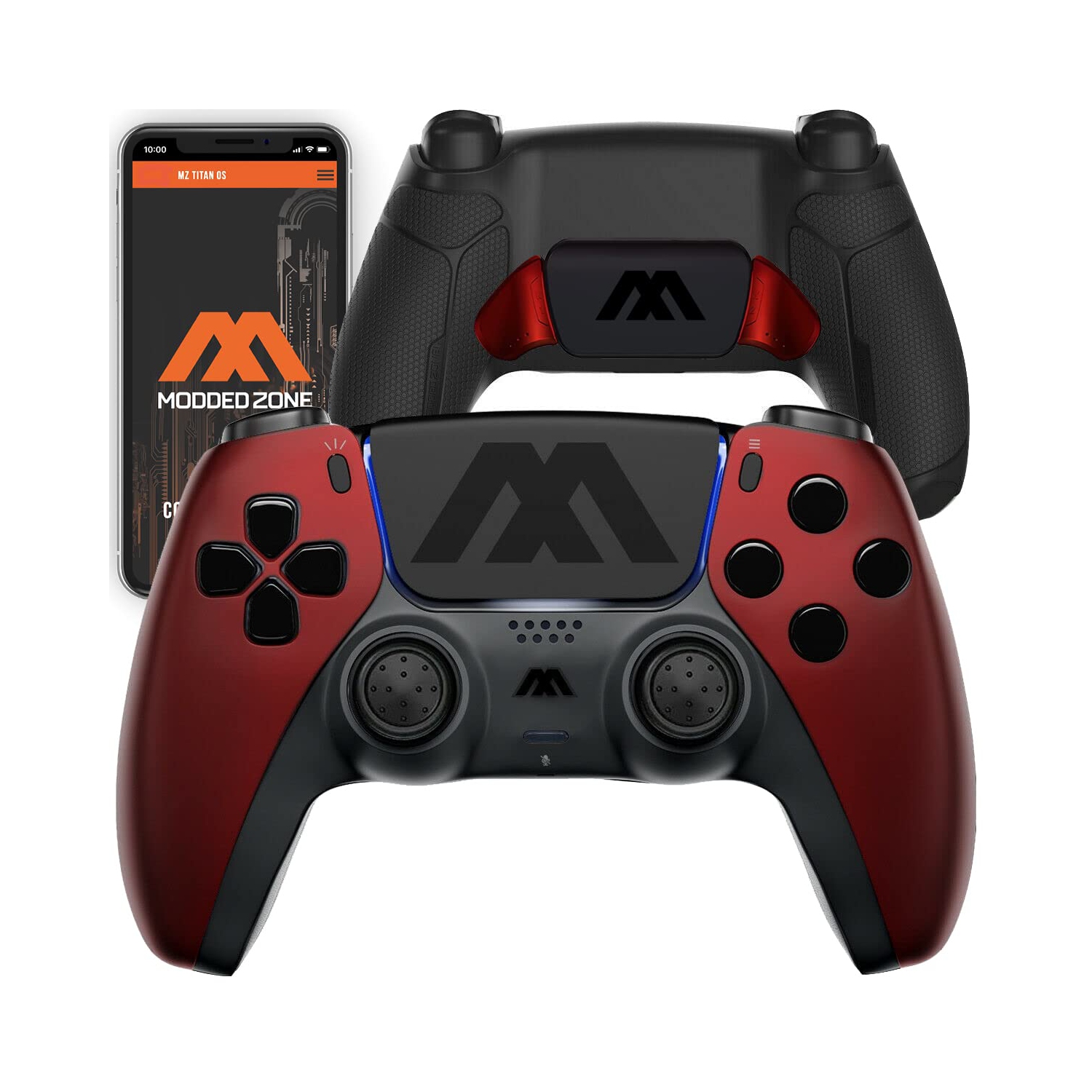 Red Extreme ModdedZone Smart Modded Controller, Anti Recoil 2 Remap Buttons, Interchangeable Thumbsticks, Hair Triggers, Tactical Buttons Compatible