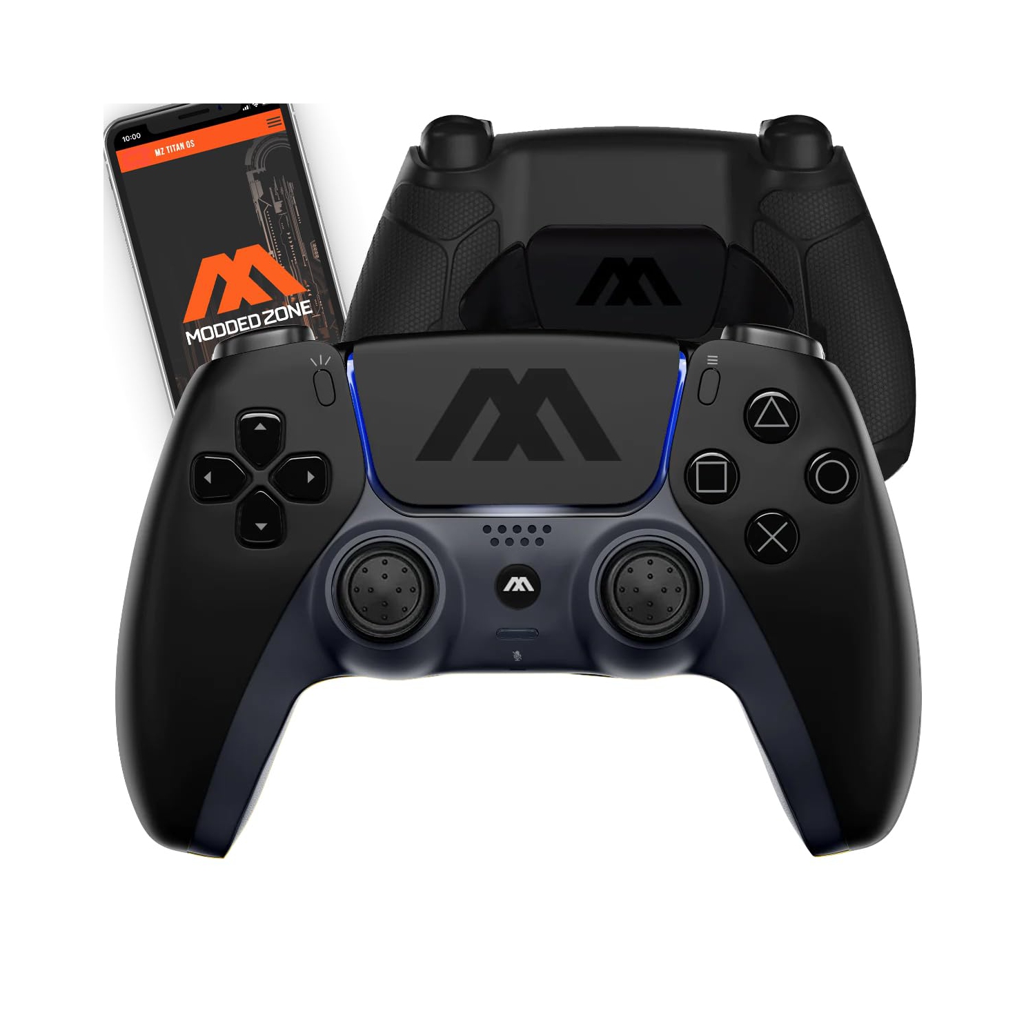 Black Extreme ModdedZone Smart Modded Controller, Anti Recoil 2 Remap Buttons, Interchangeable Thumbsticks, Hair Triggers, Tactical Buttons