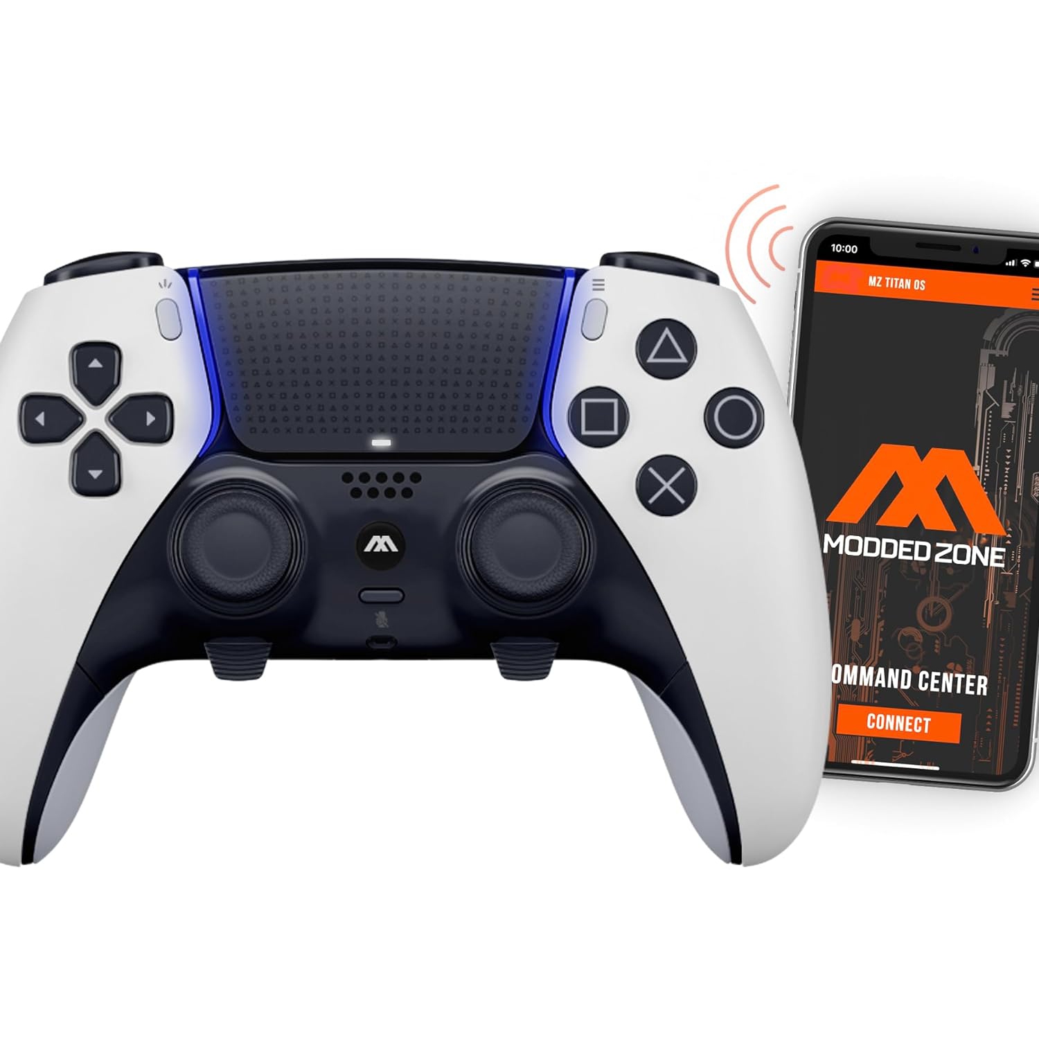 MODDEDZONE EDGE Smart Anti Recoil Rapid fire Custom Modded controller compatible with PS5 & PC | Enhance Performance and Dominate with App-Enabled Precision (White)