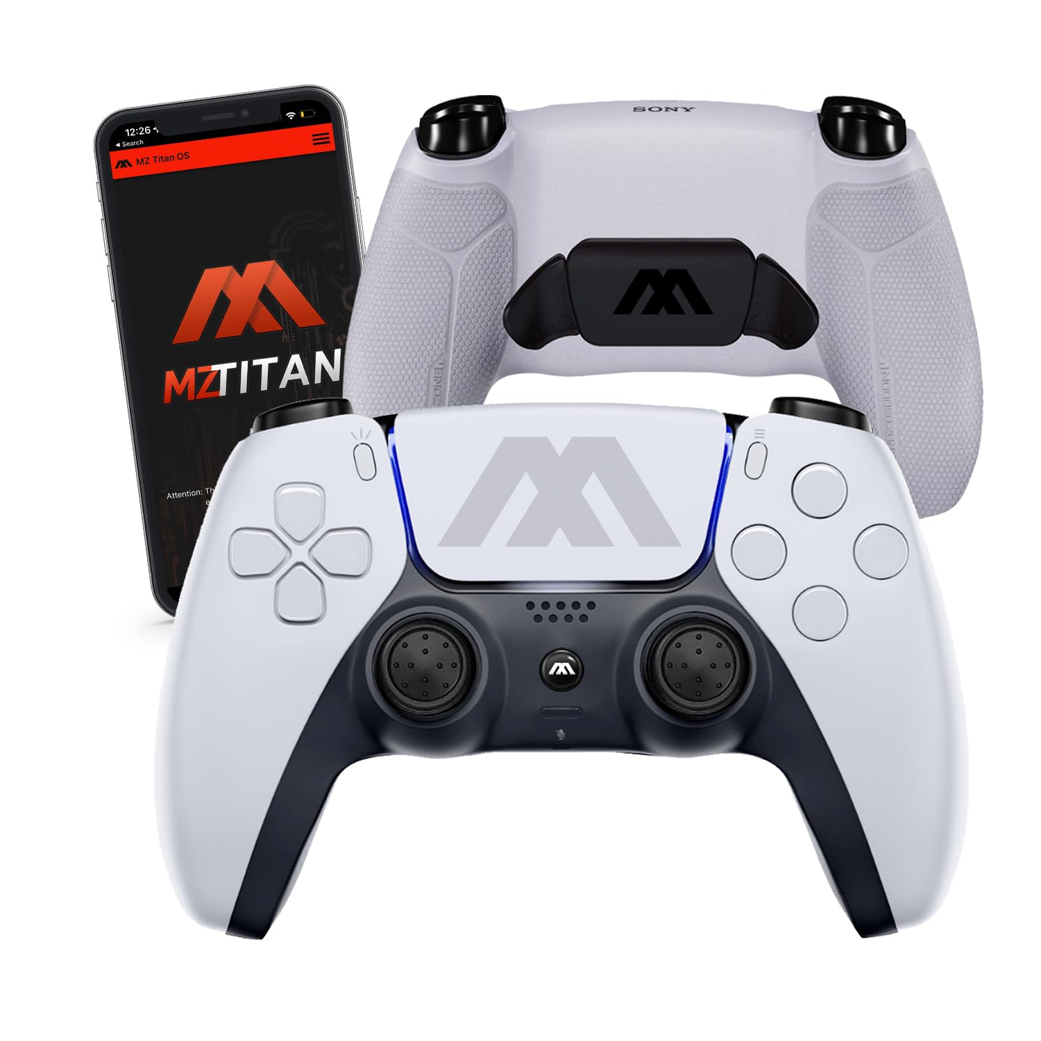 White Extreme ModdedZone Smart Modded Controller, Anti Recoil 2 Remap Buttons, Interchangeable Thumbsticks, Hair Triggers, Tactical Buttons