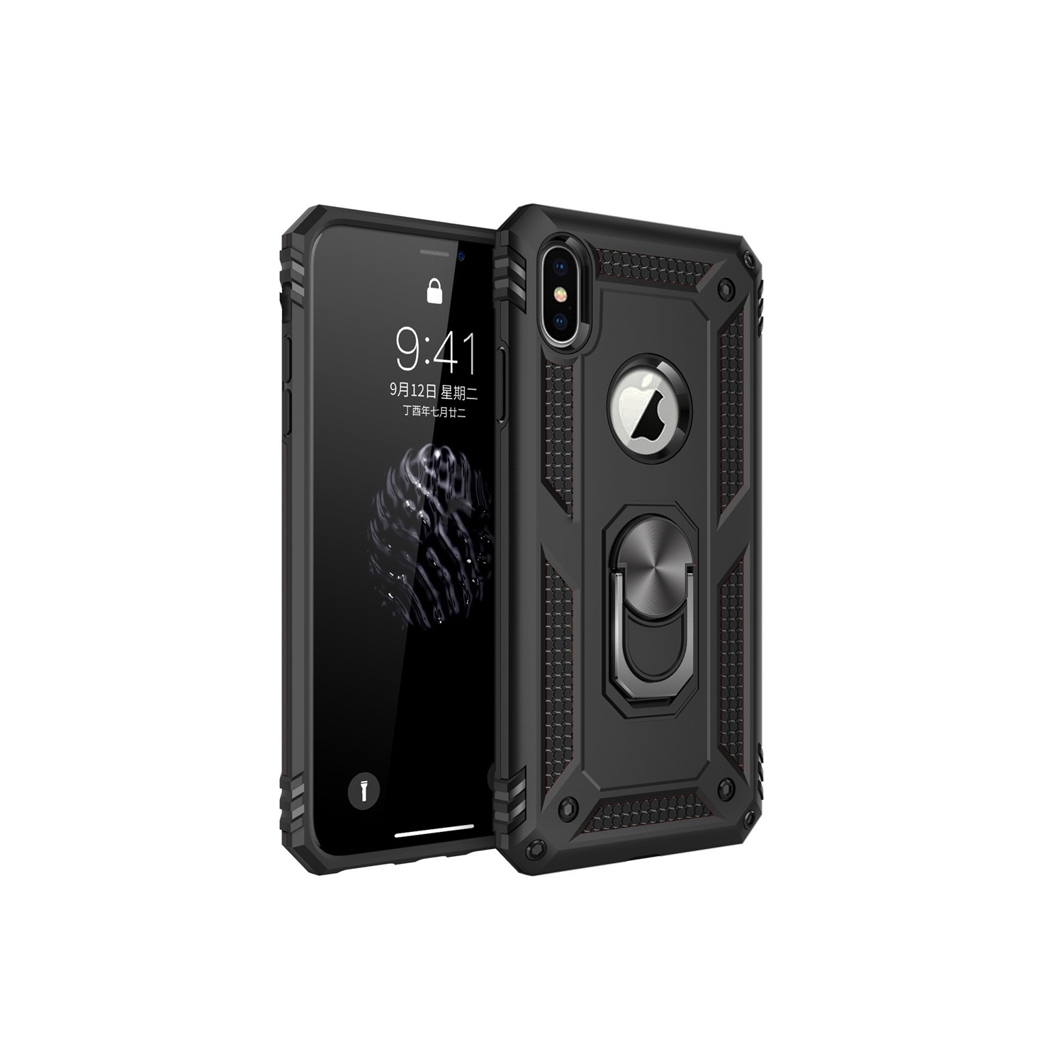 XCRS – Couverture de protection mince à double couche Armor, anneau magnétique intégré, béquille rotative à 360°, étui de protection contre les