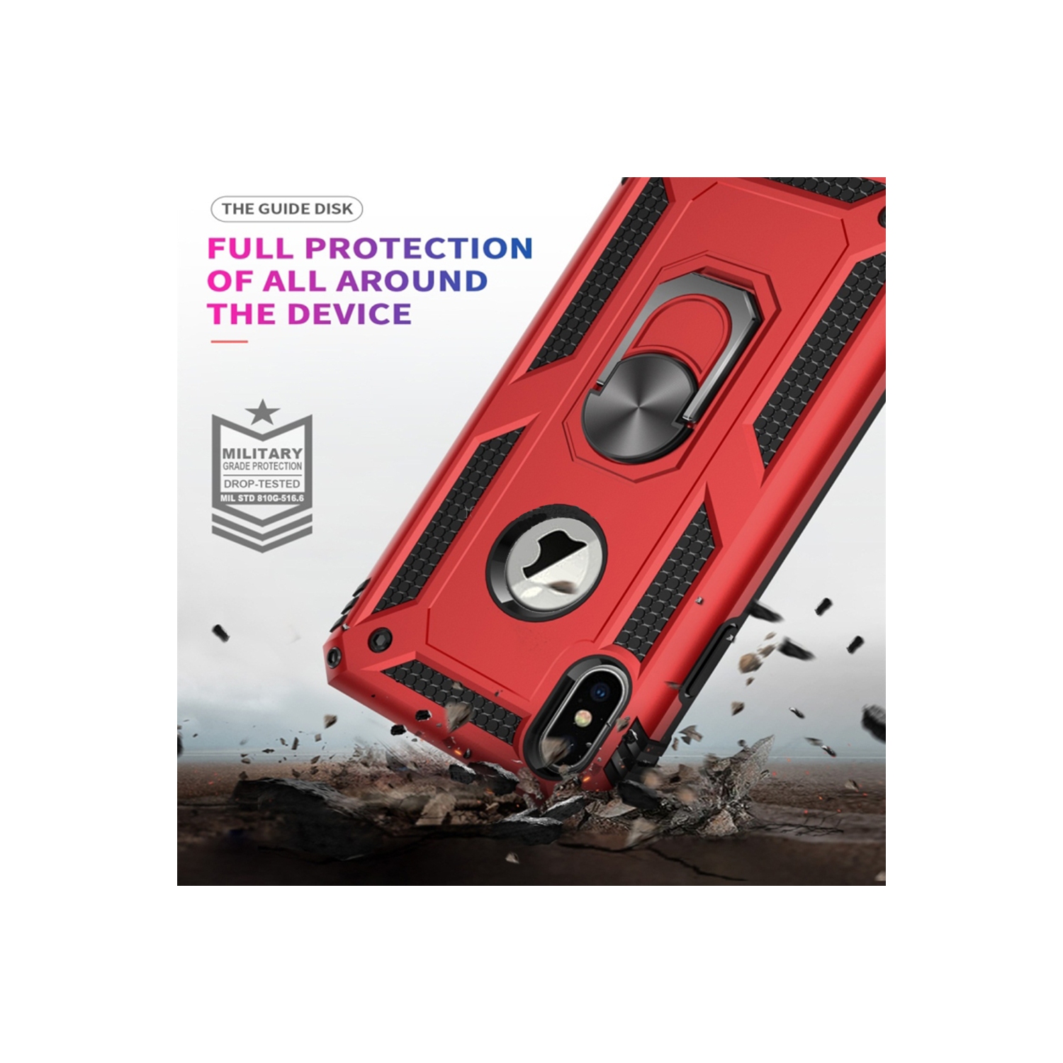 XCRS – Couverture de protection mince à double couche Armor, anneau magnétique intégré, béquille rotative à 360°, étui de protection contre les