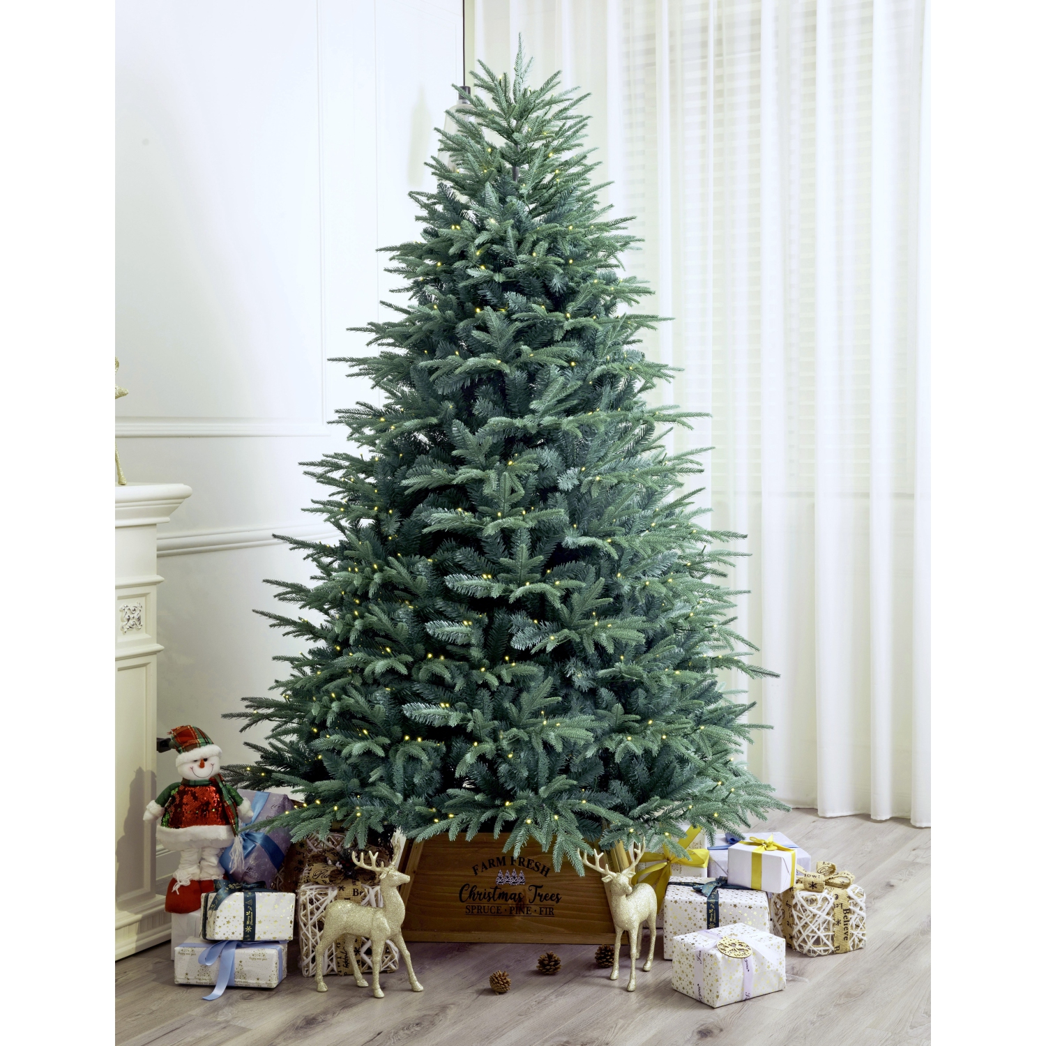 Holiday Stuff 6' Colorado ICY-Blue Pine Christmas Tree Pre-lit with LED Lights