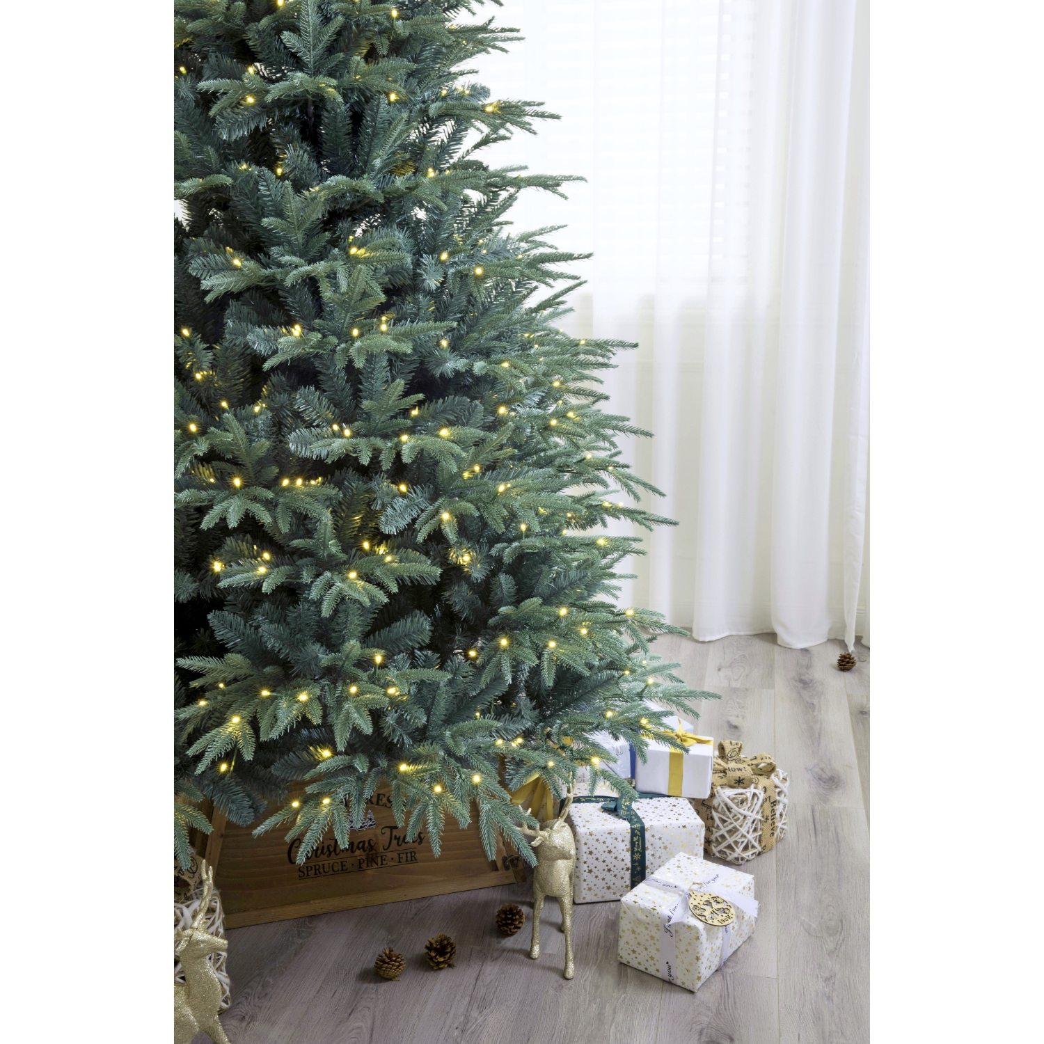 Holiday Stuff 7' Colorado ICY-Blue Pine Christmas Tree Pre-lit with LED Lights