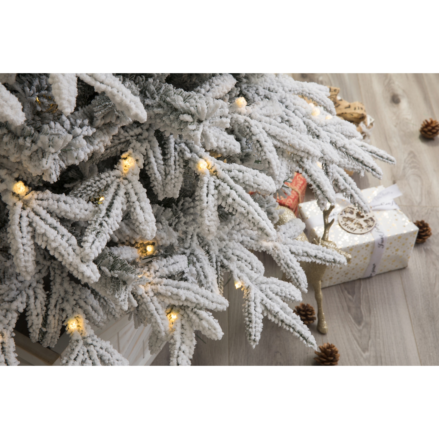 Holiday Stuff 6' Snowy Slim Forest Spruce Artificial Flocked Christmas Tree Pre-lit with LED Light