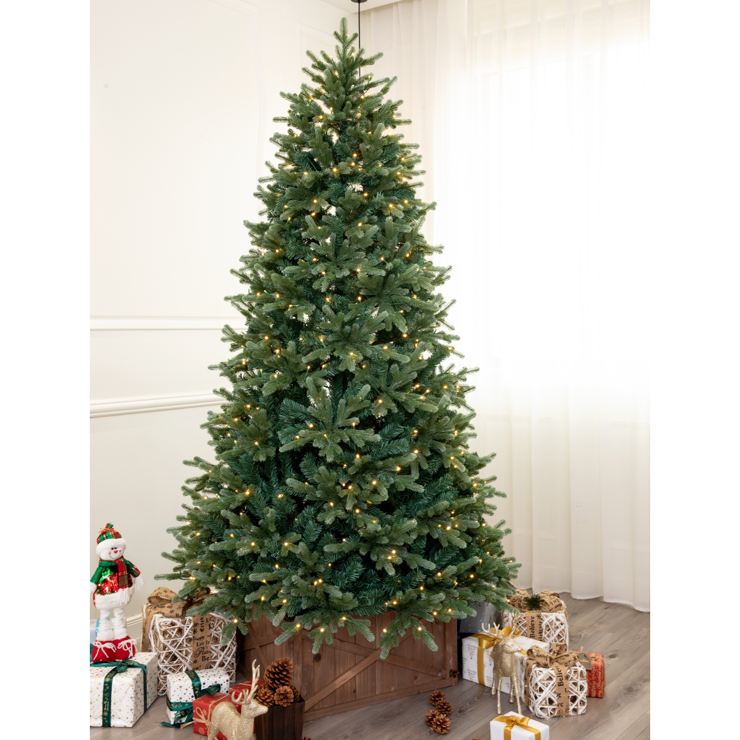 Holiday Stuff 7' Slim Black Hills Spruce Artificial Christmas Tree prelit with LED Lights