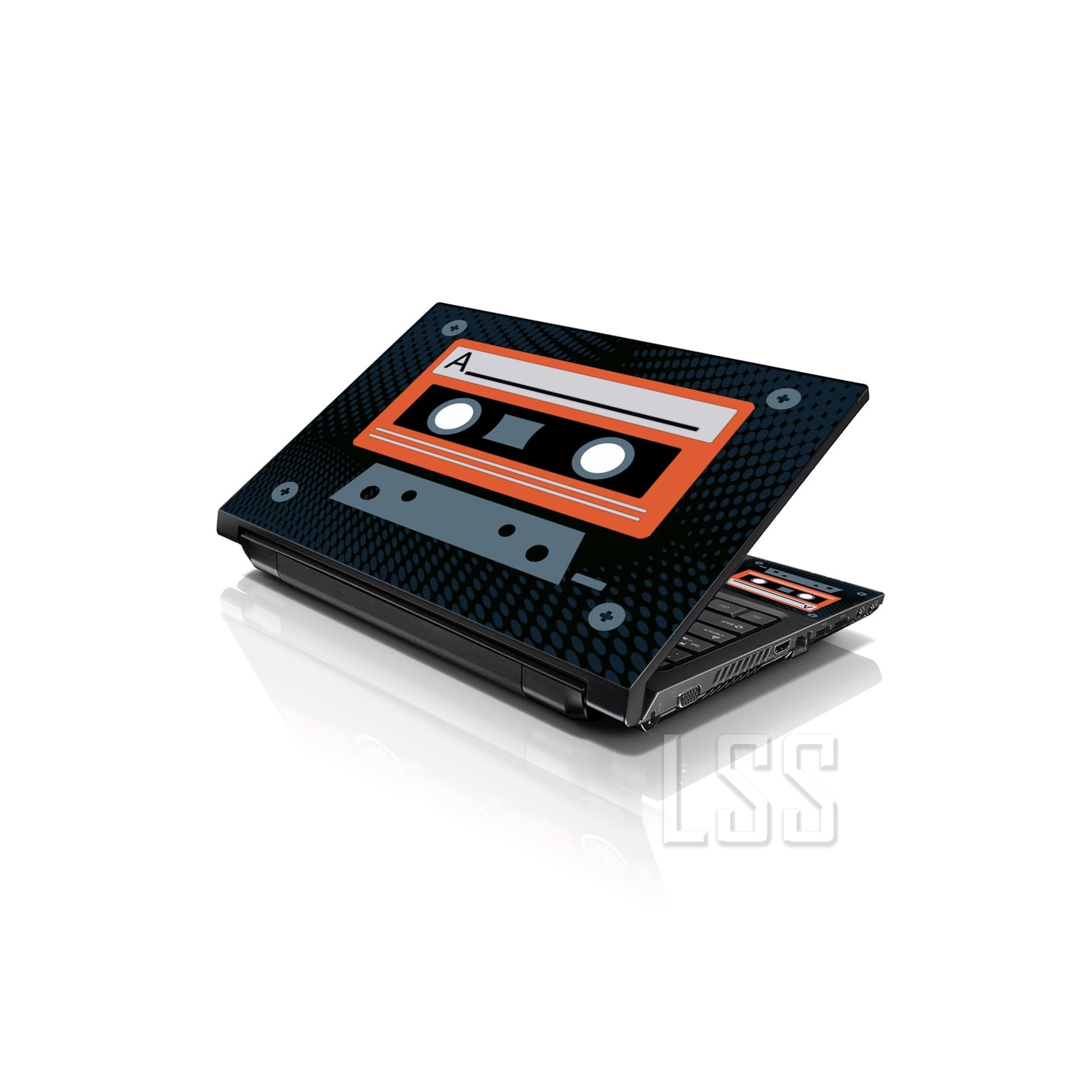 LSS 17 17.3 Inches Laptop Notebook Skin Sticker with 2 Wrist Pads - Reusable Cover Protector Vinyl Sticker Cover Decal Fits 17" - 19" - Cassette