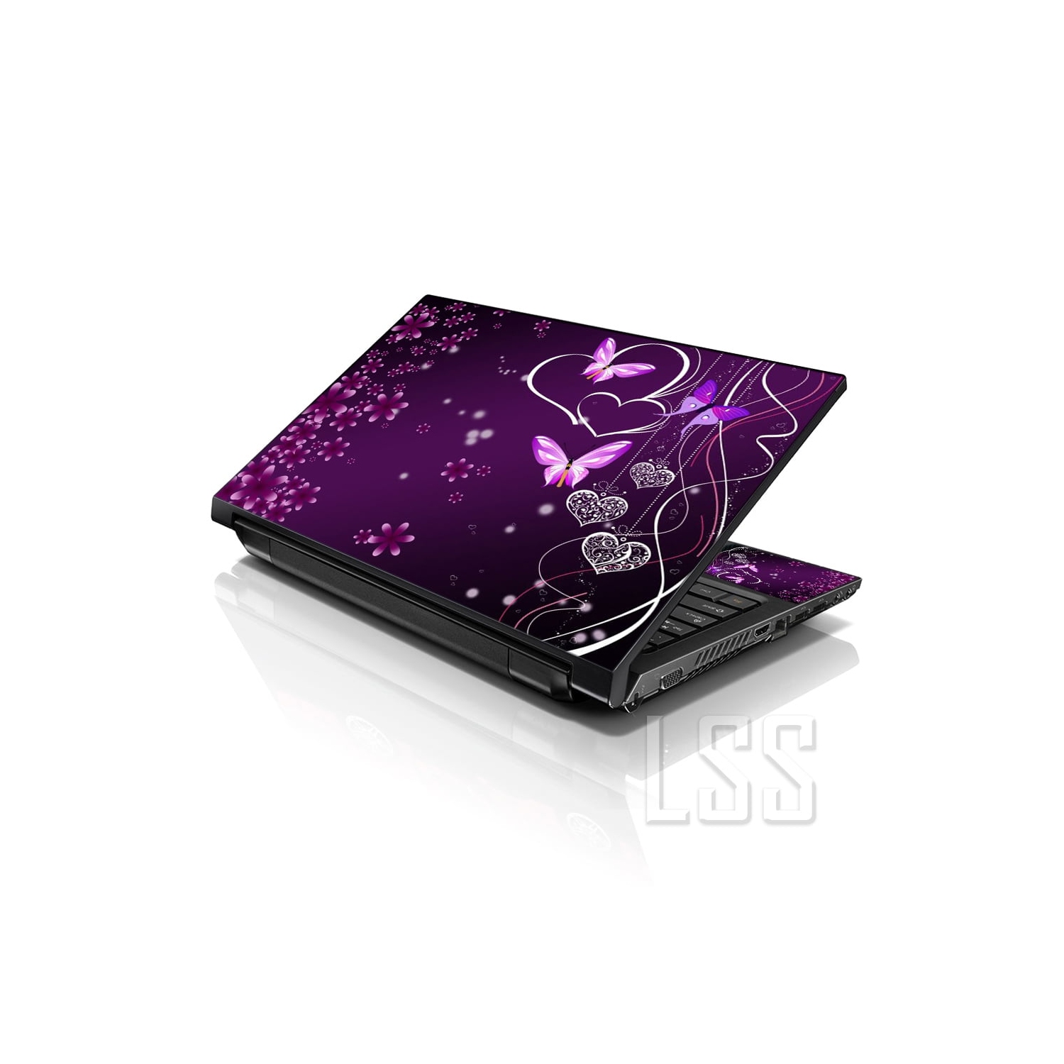 LSS 15 15.6 Inches Laptop Notebook Skin Sticker with 2 Wrist Pads - Reusable Cover Protector Vinyl Sticker Cover Decal Fits 13" - 16" - Purple Heart