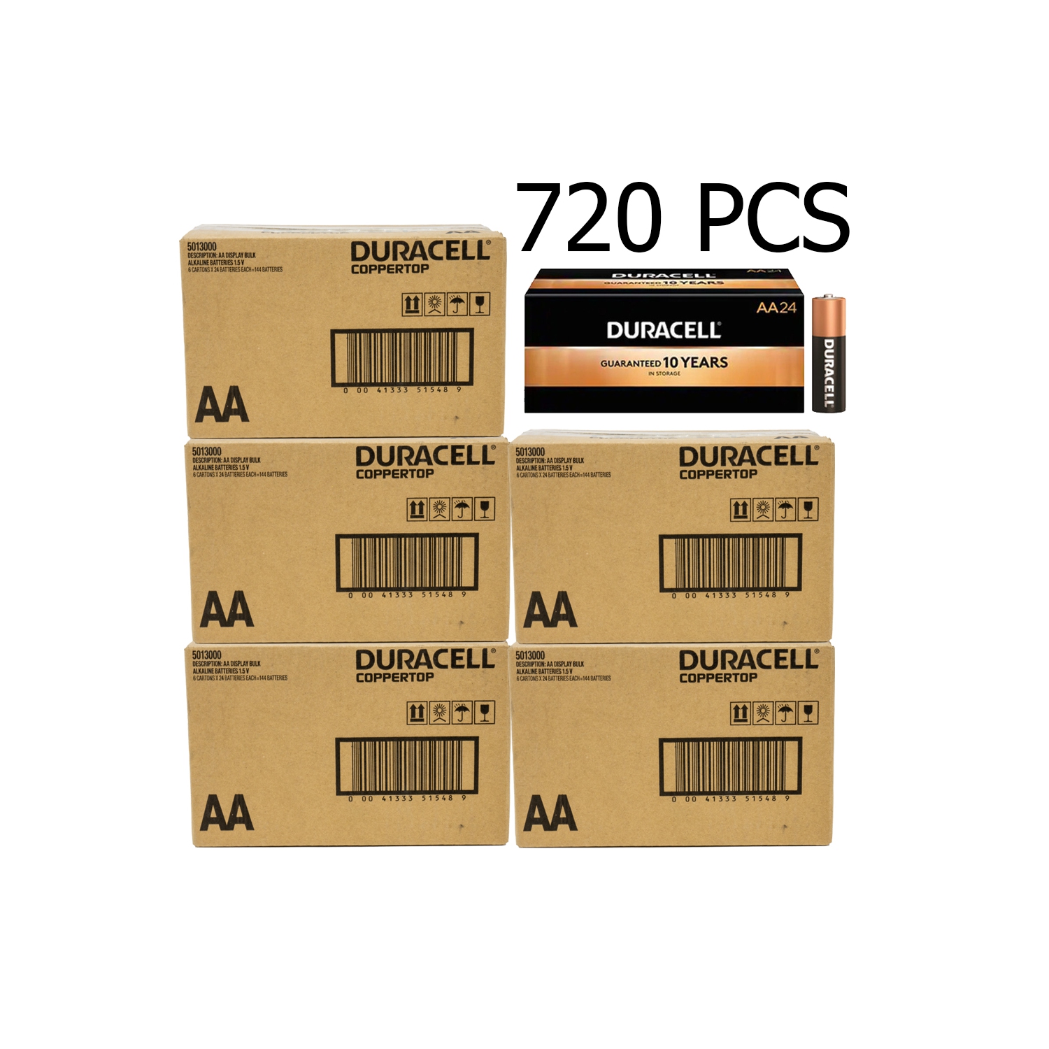 Piles alcalines AA Duracell (boîte de 720)