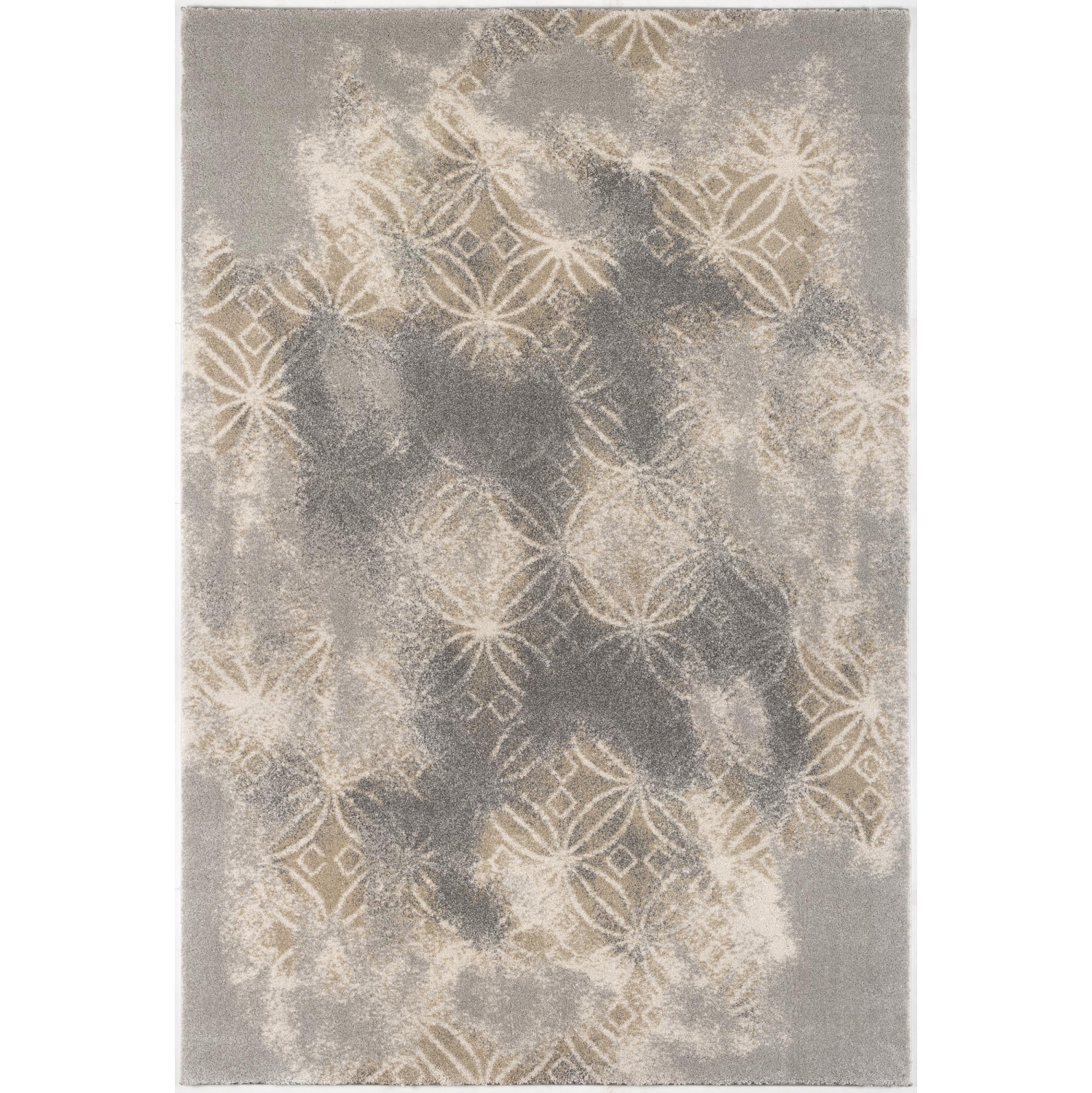 Tapis d'intérieur traditionnel à motif de treillis gris/brun Branch vieilli