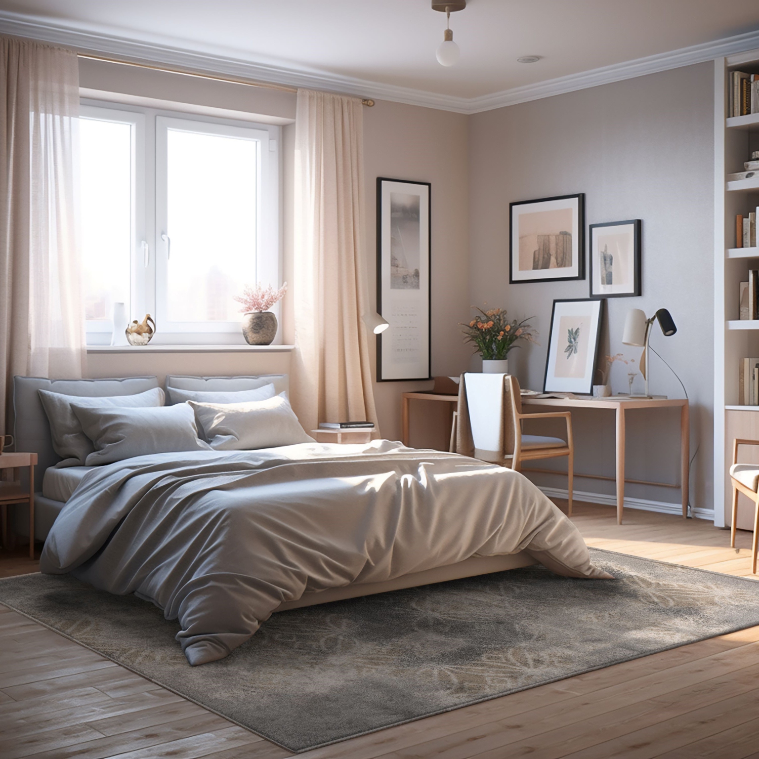 Tapis d'intérieur traditionnel à motif de treillis gris/brun Branch vieilli