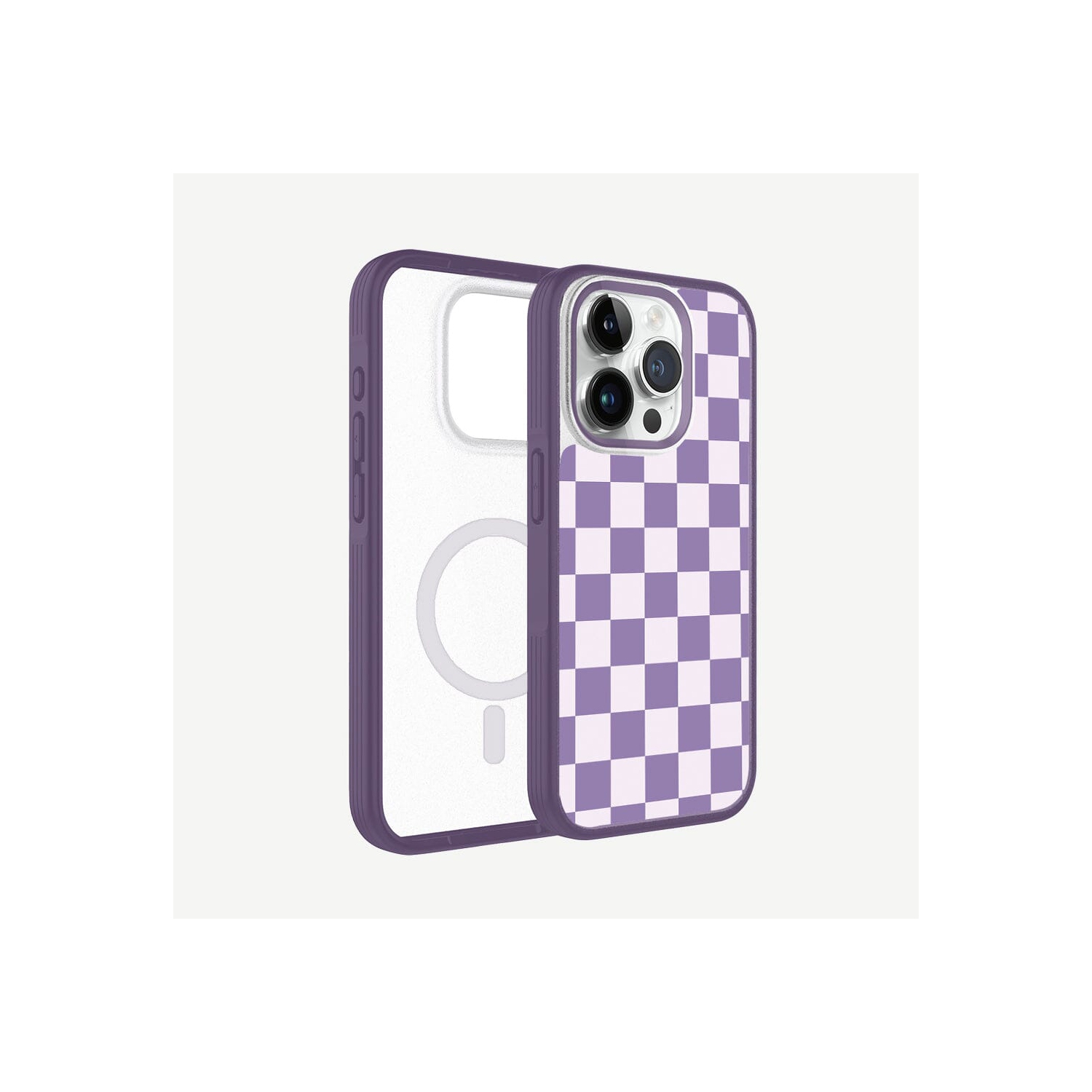 iPhone 15 Pro Max Case With MagSafe - Purple Checkerboard