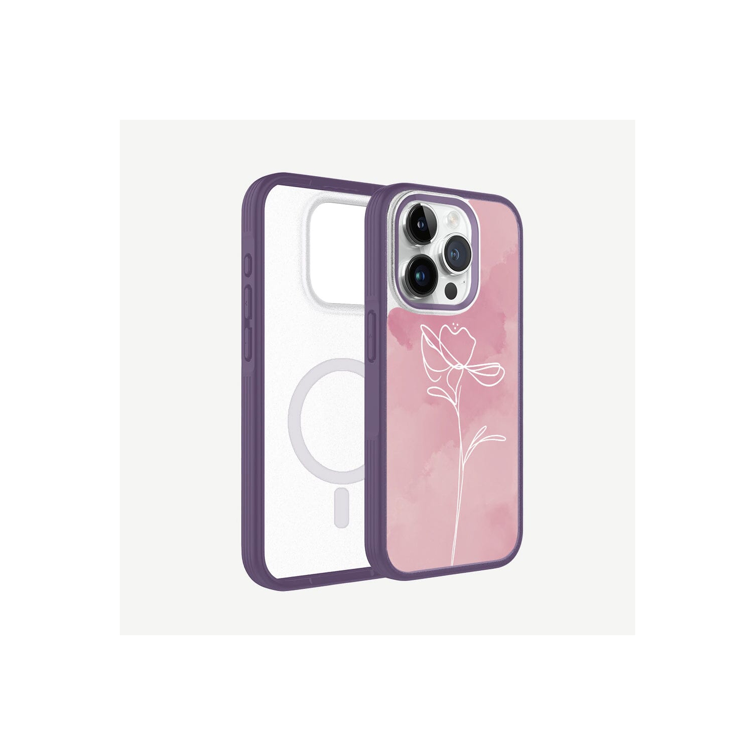 iPhone 15 Pro Max Case With MagSafe - Pink Flower
