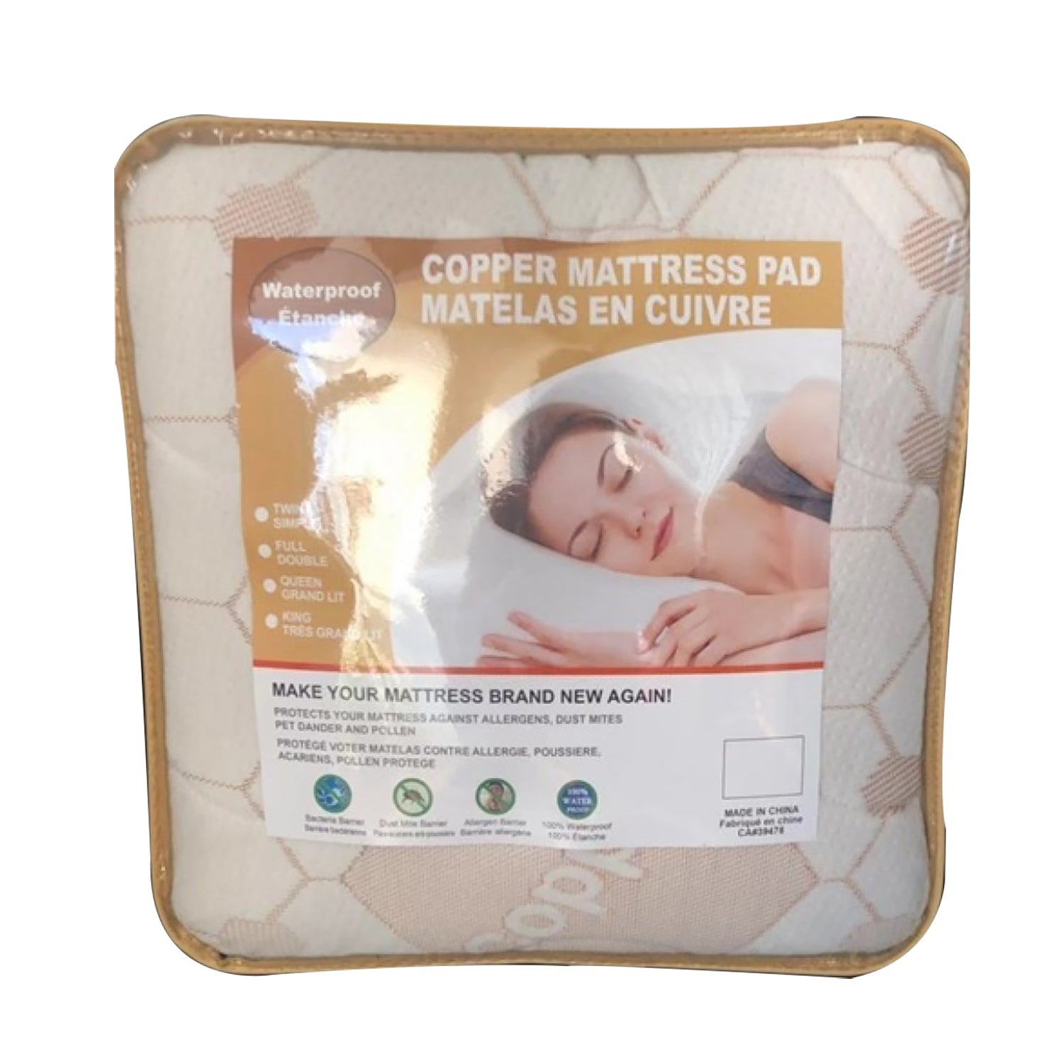 StarNight – protège-matelas rembourré en cuivre, imperméable, grand lit