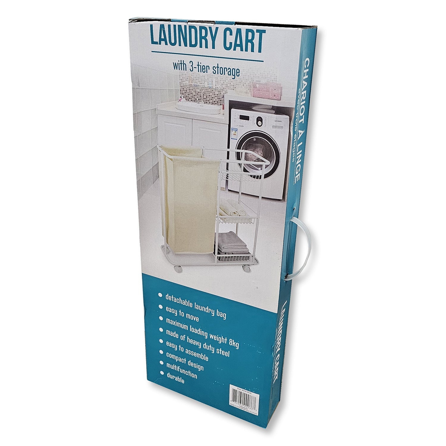 StarNight - Bathroom Cart with Storage and Hamper, White