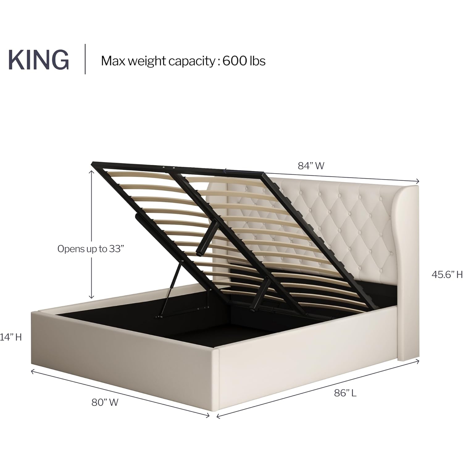 Modern Velvet King Bed Frame With Storage, Metal King Size Bed Frame with High Headboard, Wood Slat Support, No Box Spring Required