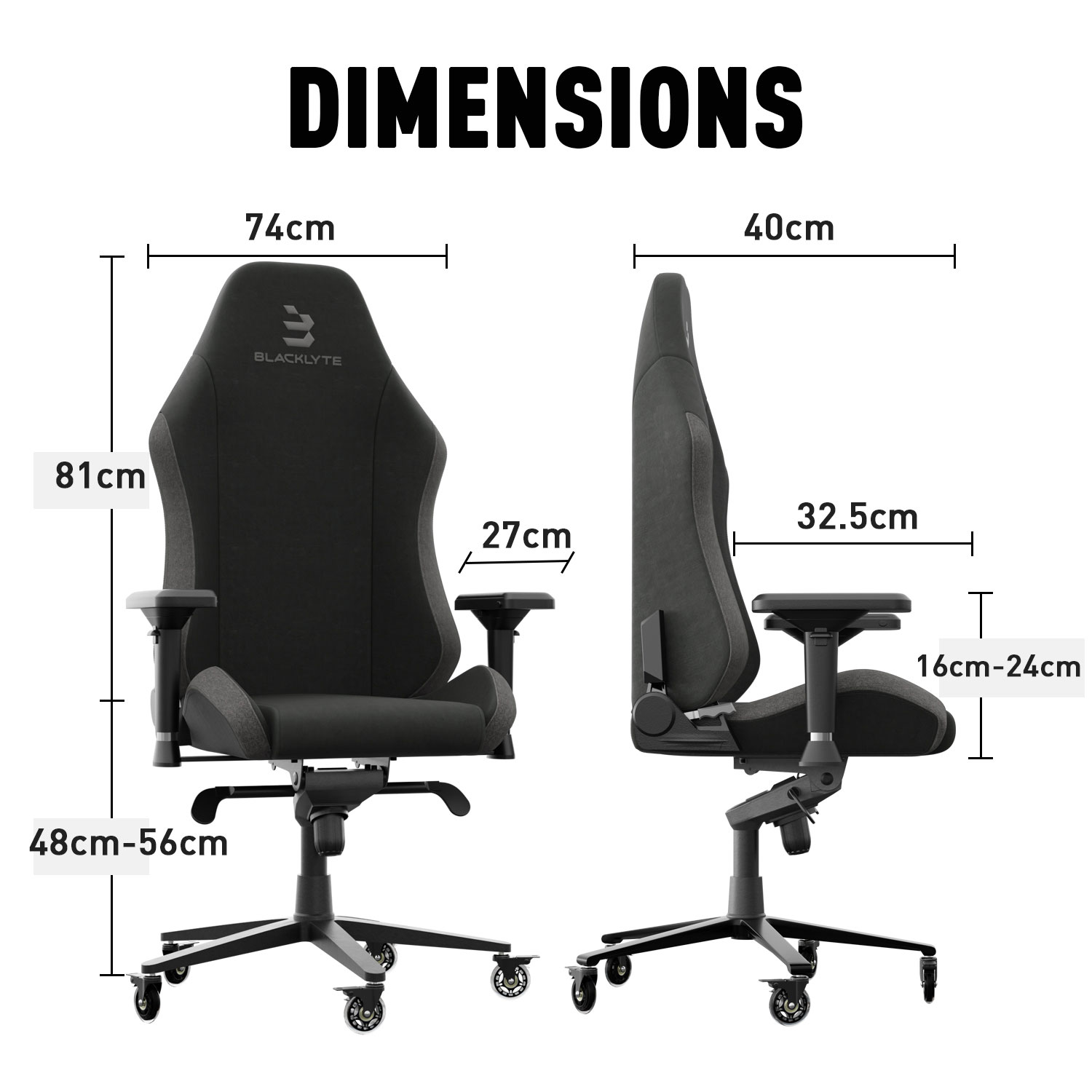 Fauteuil de jeu ergonomique à dossier haut Athena de Blacklyte - Noir