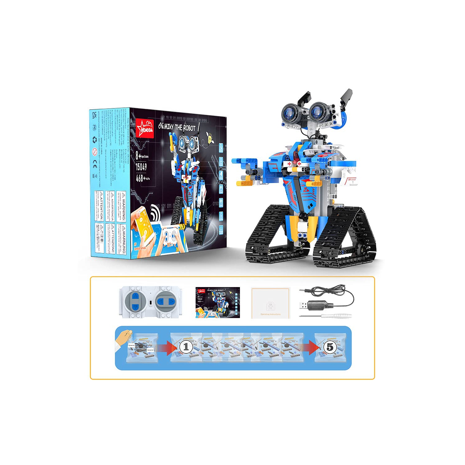 STEM Robot Toys for Kids Remote & APP Controlled Coding Robot Building Block Science Engineering Kit, DIY Creative Model Educational Birthday Gifts