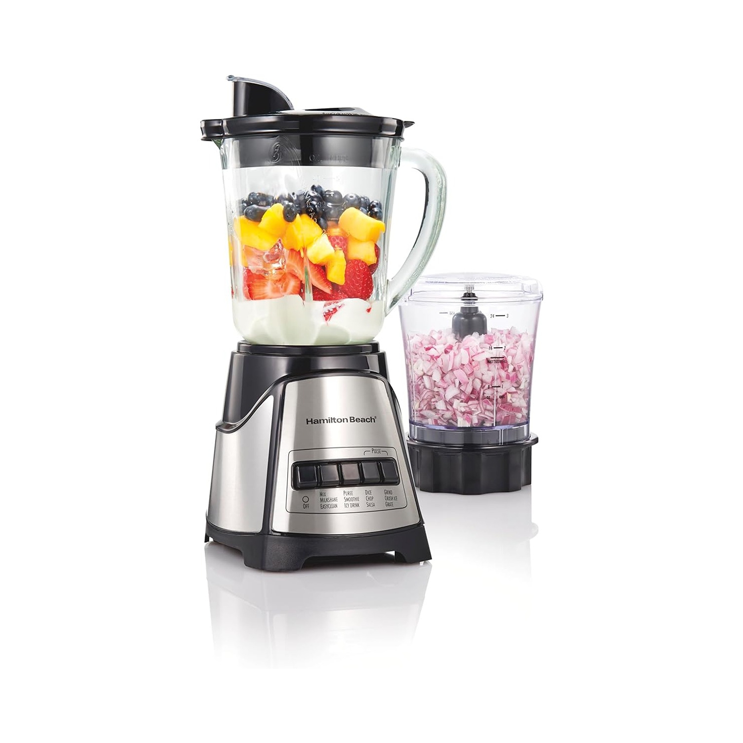 Hamilton Beach 40 oz. Power Elite Blender With Glass Jar And 3 Cup Chopper - Black