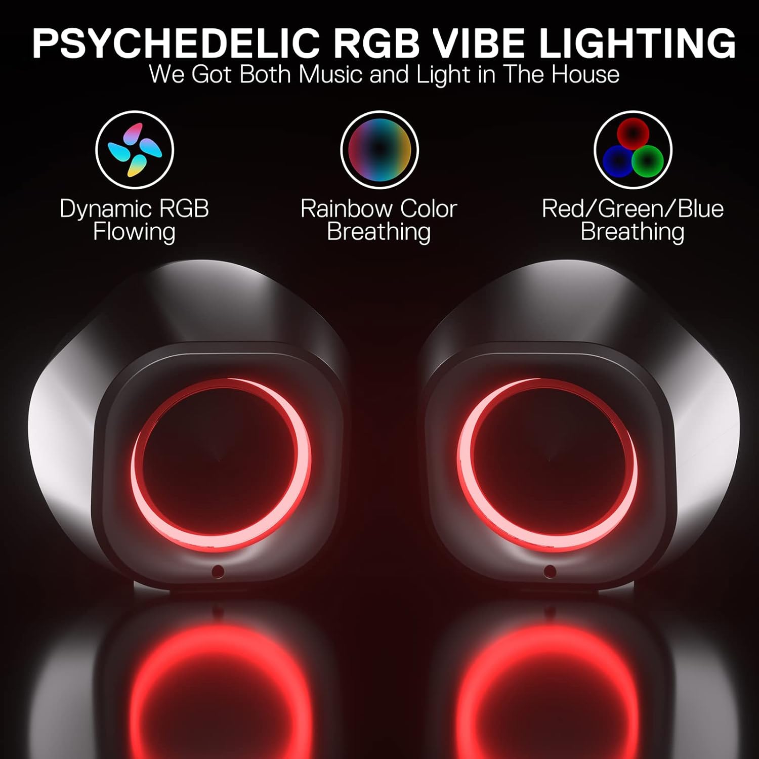 Redragon GS590 Wireless RGB Desktop Speakers - Black