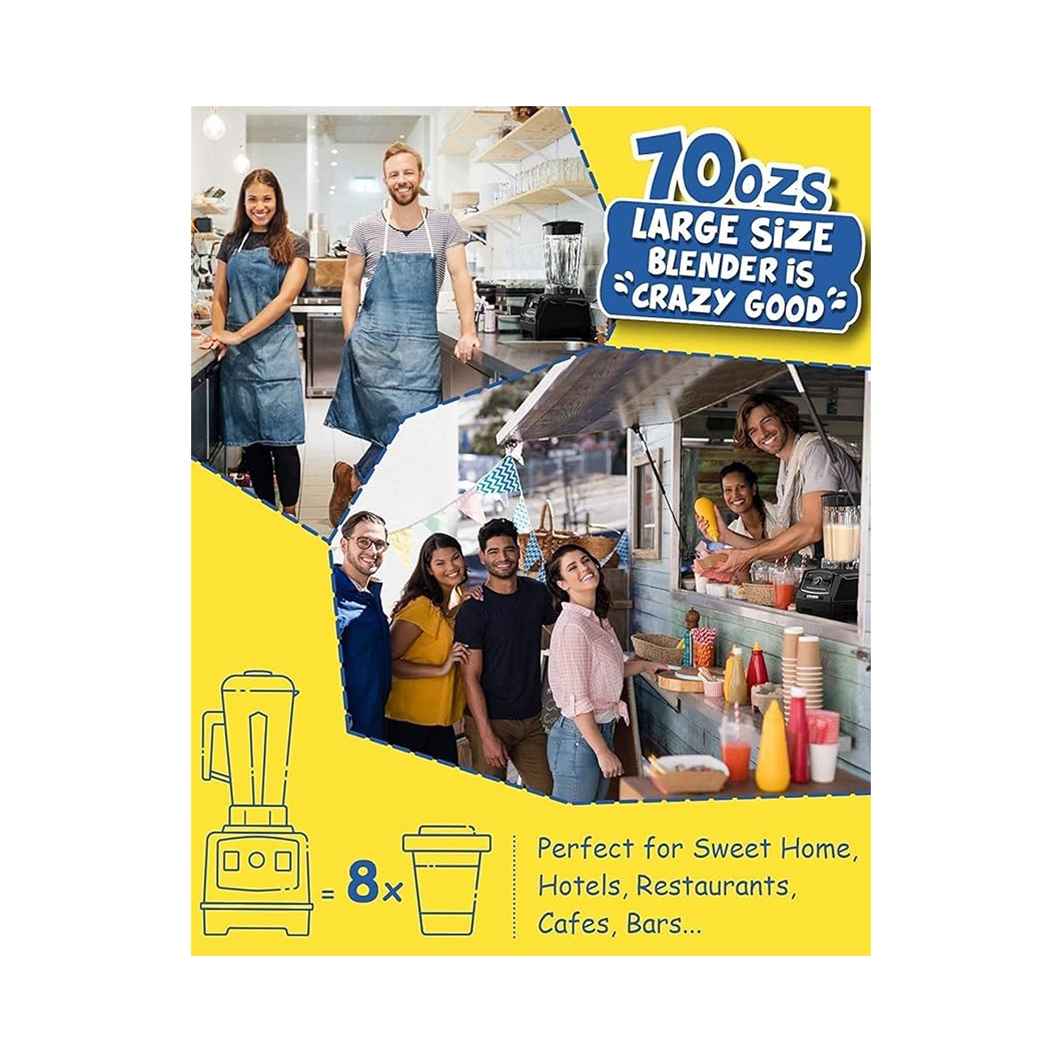 CRANDDI 1500W Professional Commercial Blender - Black