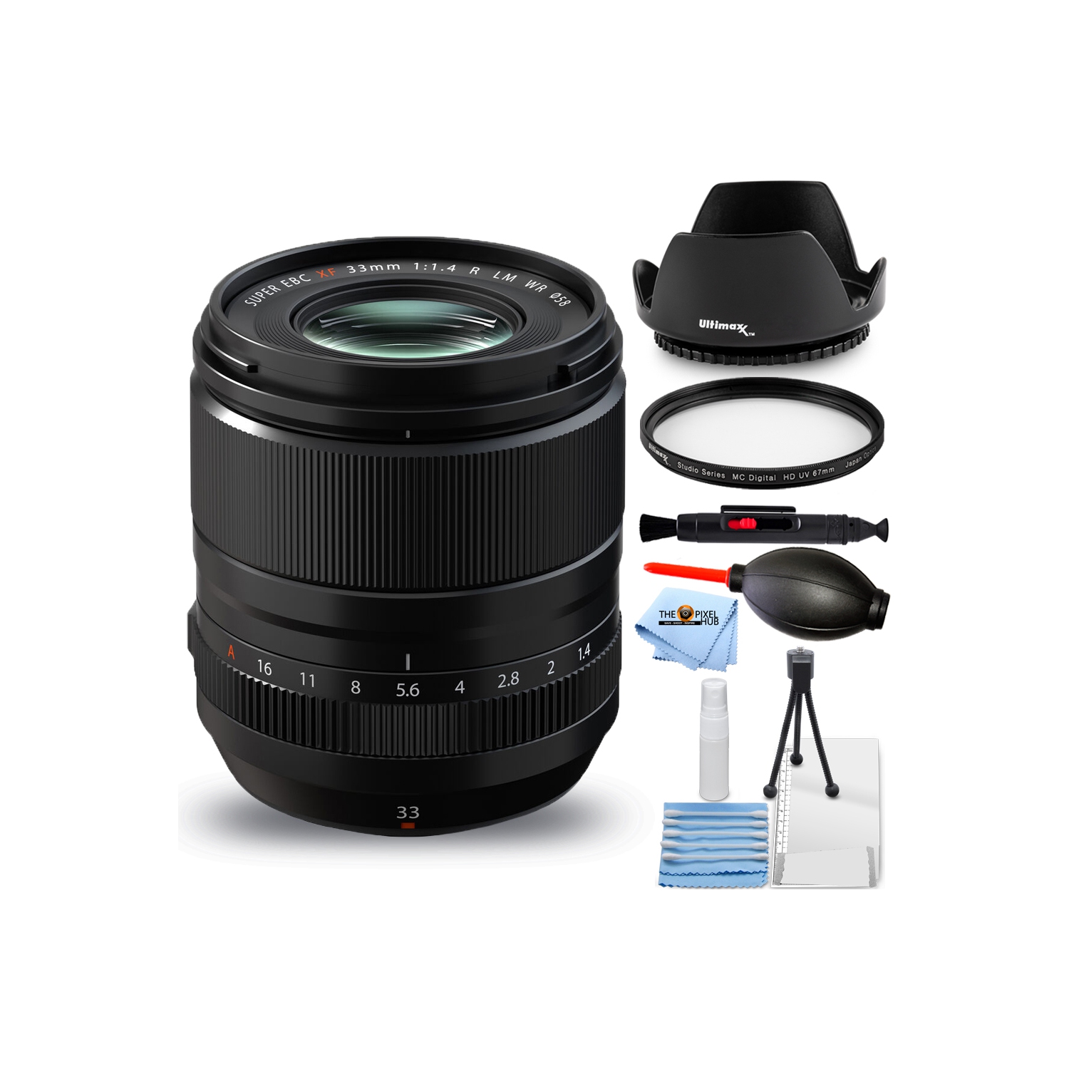 FUJIFILM XF 33mm f/1.4 R LM WR Lens 16719201 - 7PC Accessory Bundle