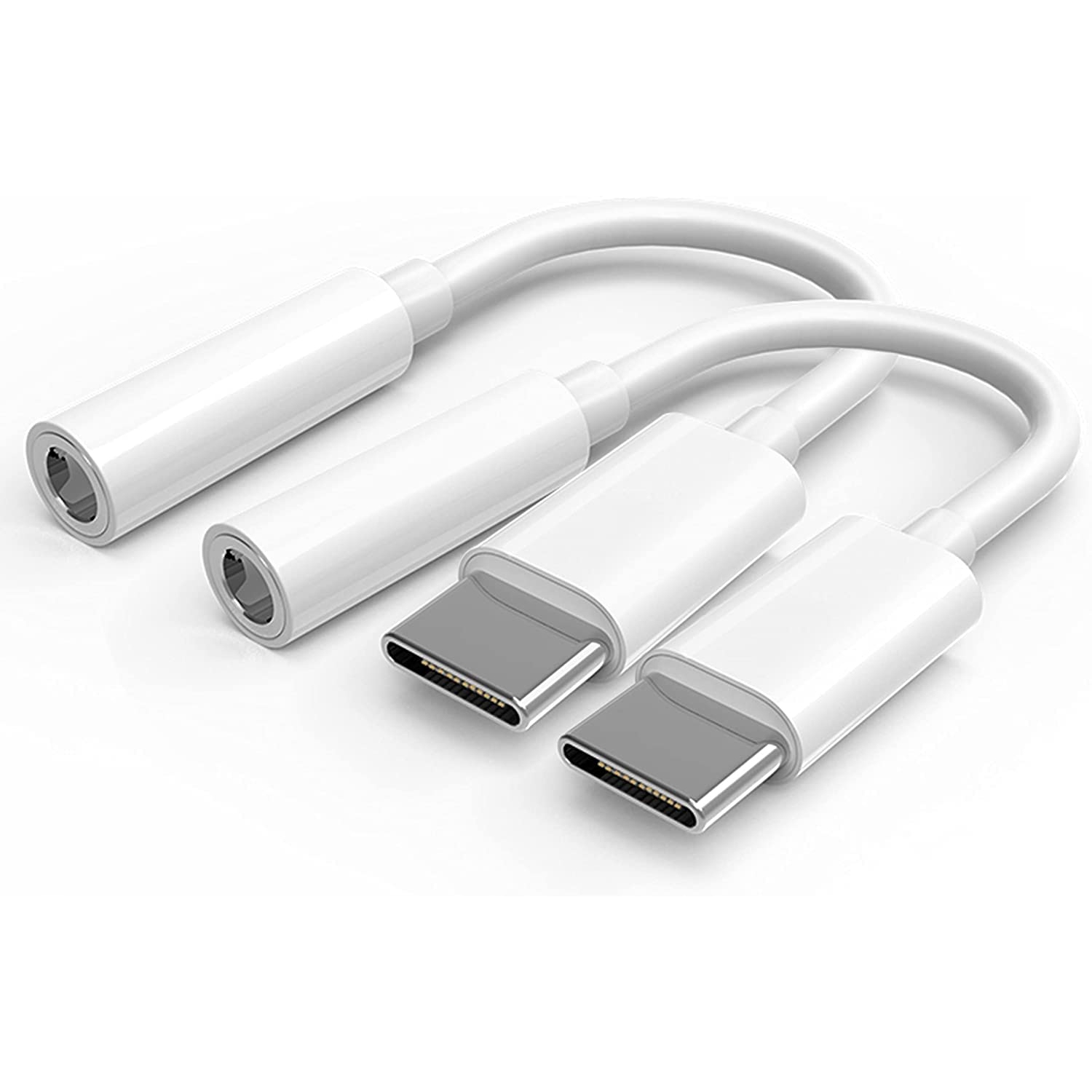 AA USB Type C to 3.5mm Female Headphone Jack Adapter (2-Pack),Aux Audio Cable Cord Compatible for All USB c Devices.