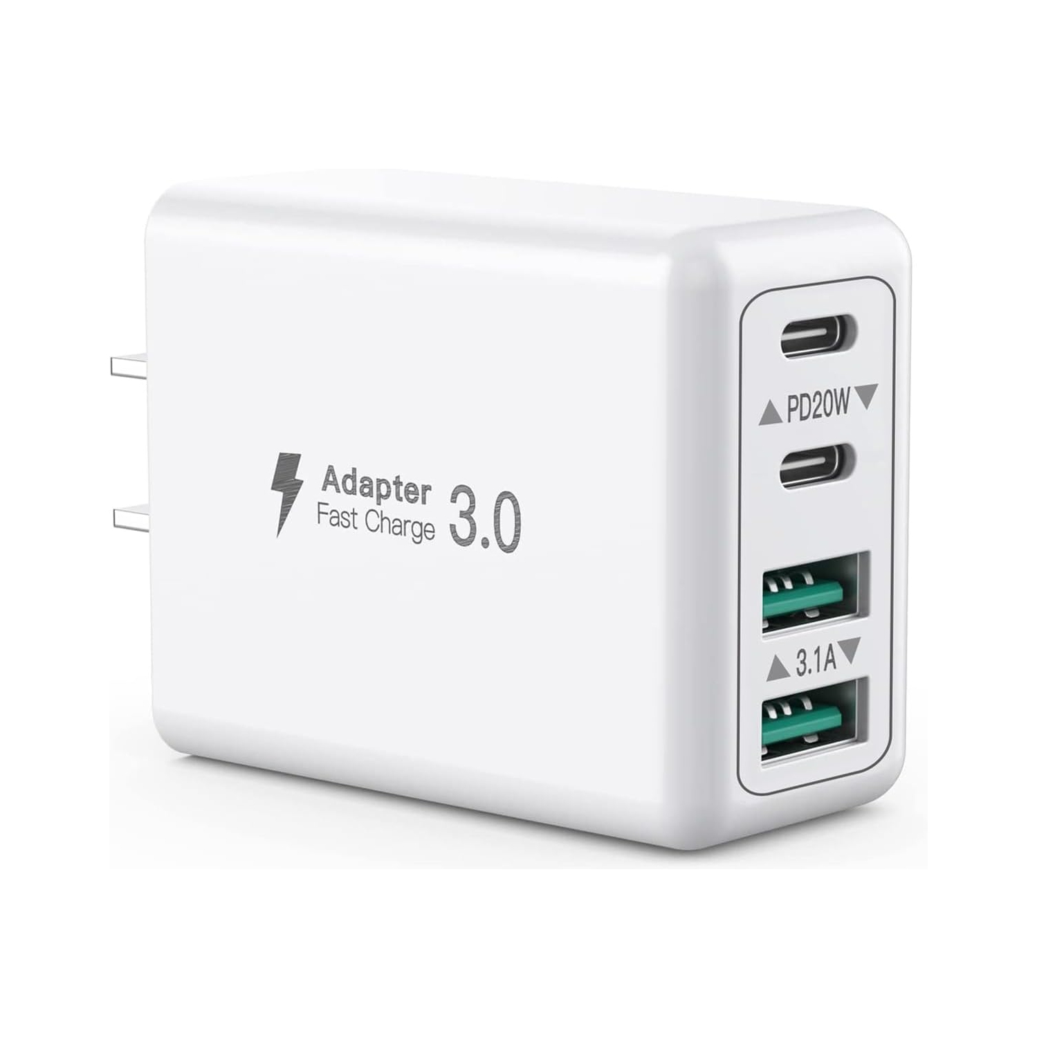 USB C Charger 40W 4-Port Type C USB Wall Charger Block Fast Charging Cube PD Power Adapter + QC Wall Plug Multiport