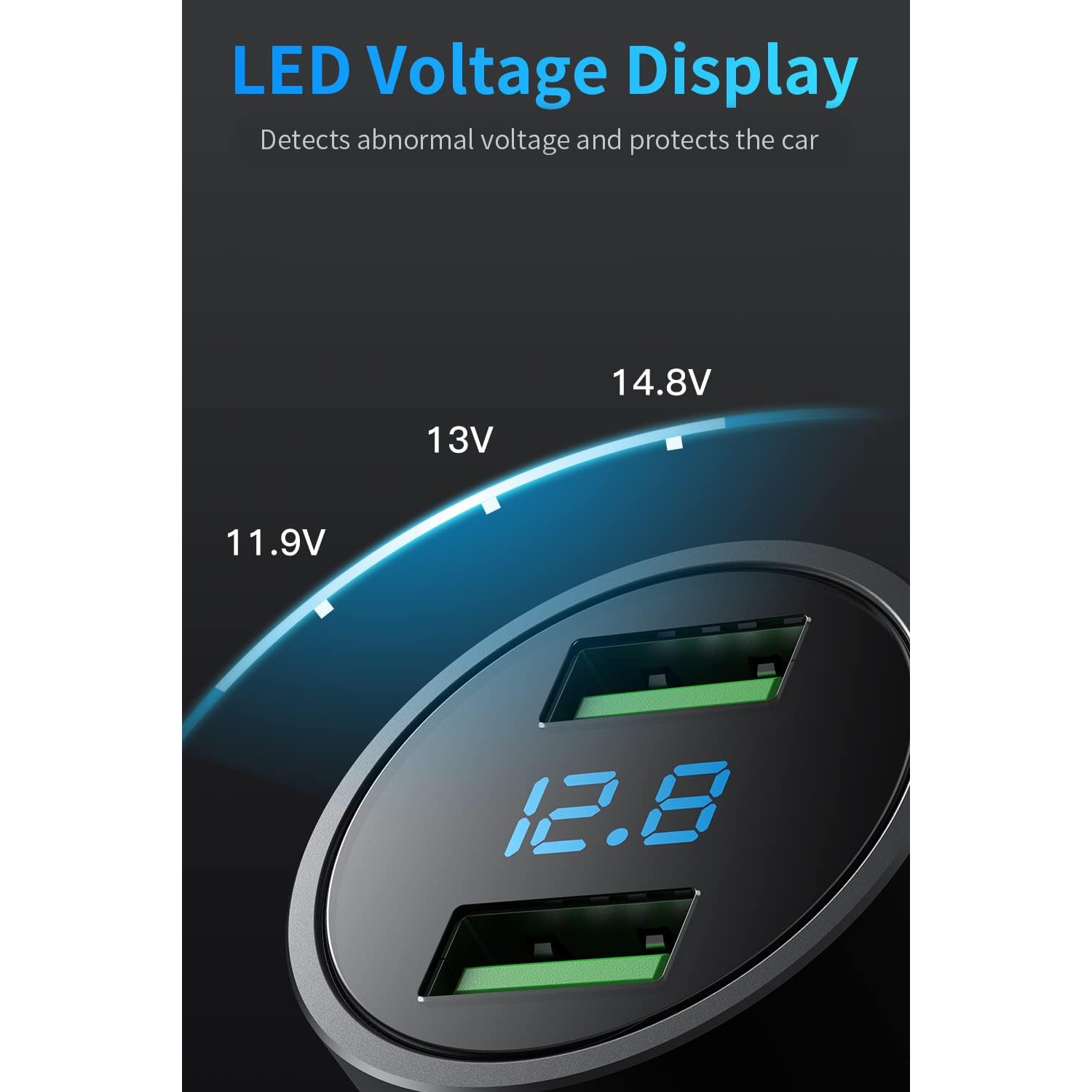 Chargeur pour l'auto, mini allume-cigare Chargeur USB pour l'auto 2 ports 5&nbsp;V adaptateur 4,8&nbsp;A en métal pour l'auto avec câble de