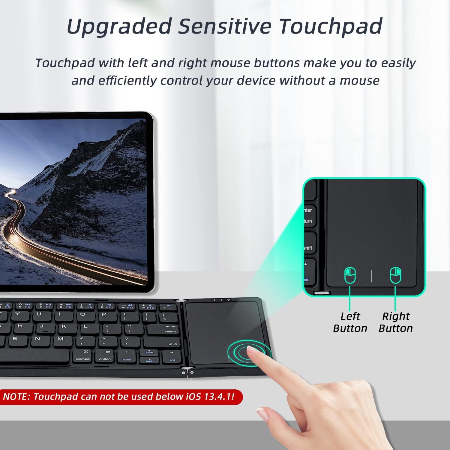 Clavier pliable, mini clavier de voyage rechargeable, clavier Bluetooth  sans fil portable pliable avec souris tactile sensible, pour Windows iOS