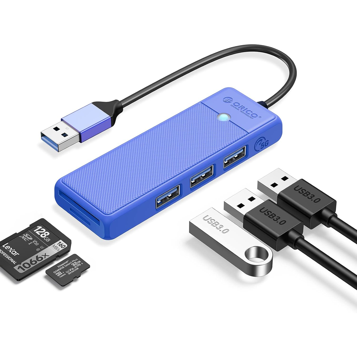 USB 3.0 Hub, USB Hub with SD/TF Card Reader, 3 USB 3.0 Ports,USB Splitter USB Expander for Laptop, Xbox, Flash