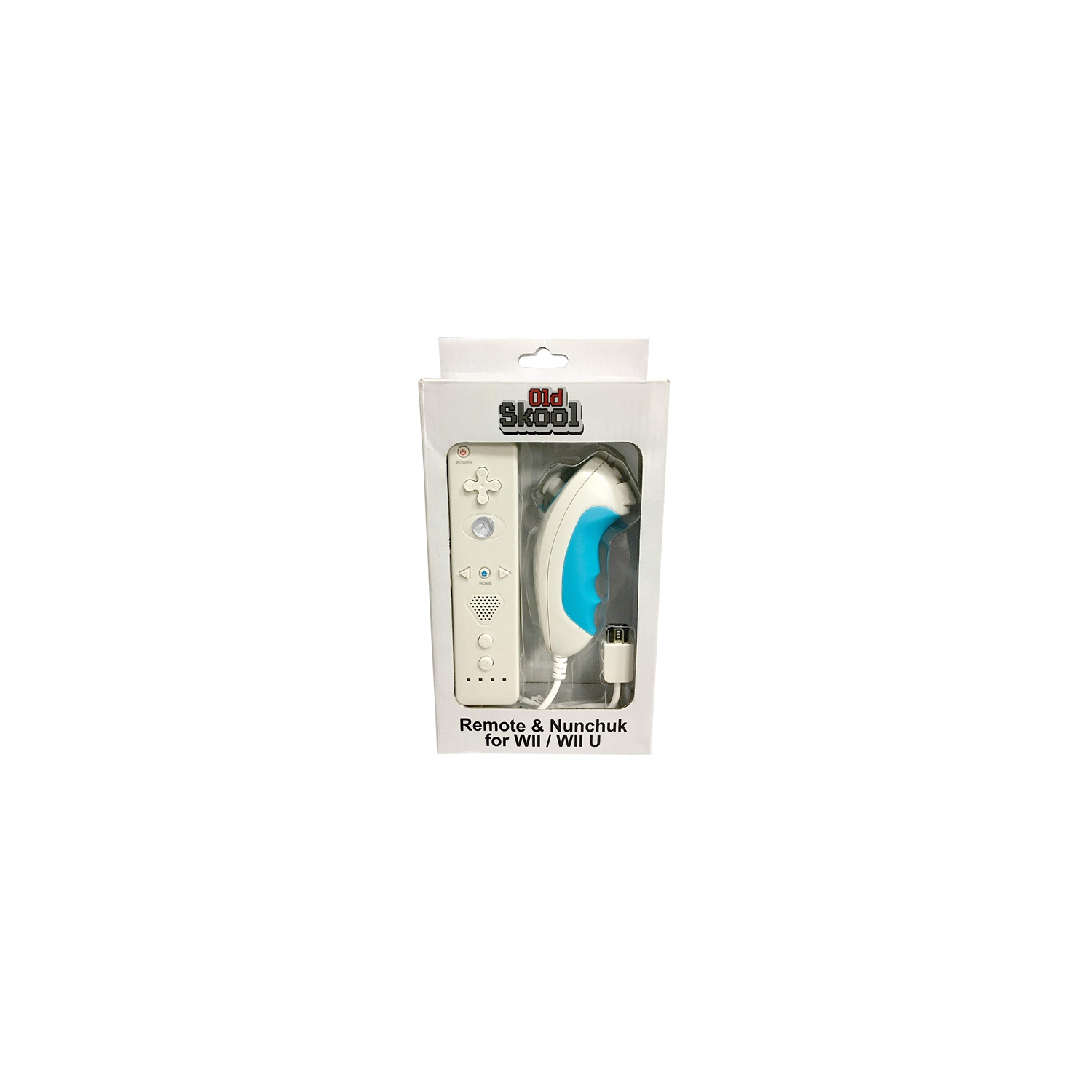 Ensemble Wii/Wii U blanc avec manette Wii Remote et Nunchuck Blue Grip [Old Skool]