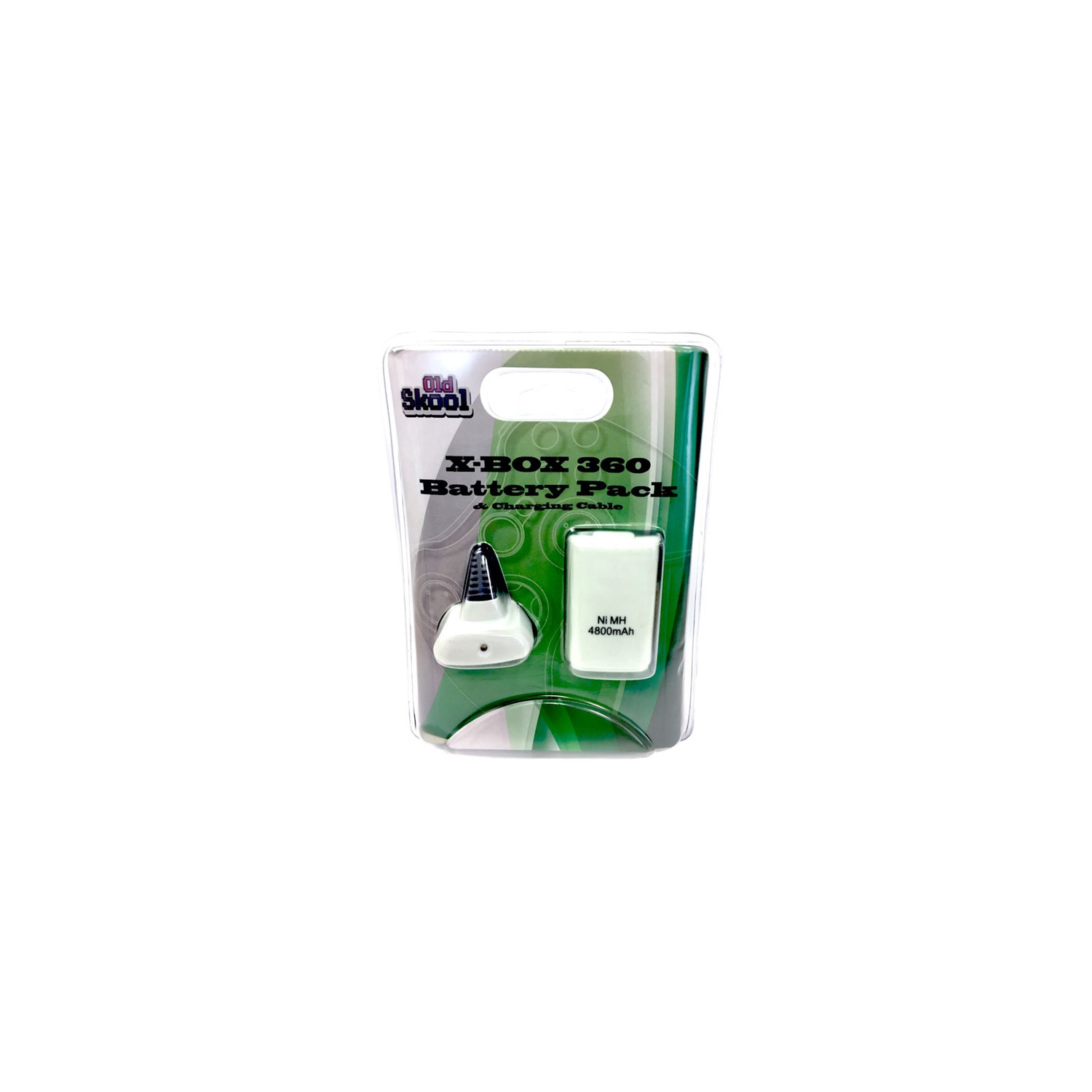 Manette de jeu et de chargement NiMH pour Xbox 360 blanche de 4800 mAh [Old Skool]