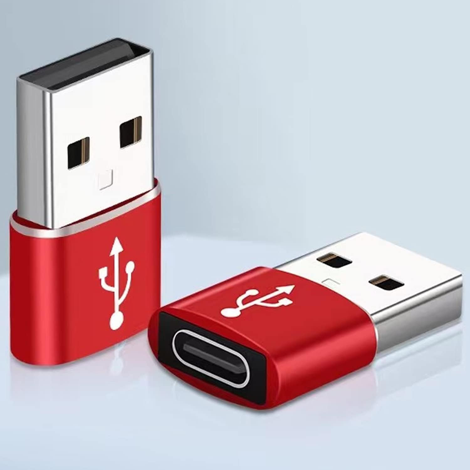 USB A to USB C Adapter,2Pack Type C Female to USB A Male Converter Compatible with iPhone 11 12 13 Pro Max, Sam Galaxy Note,Google Pixel etc, Red