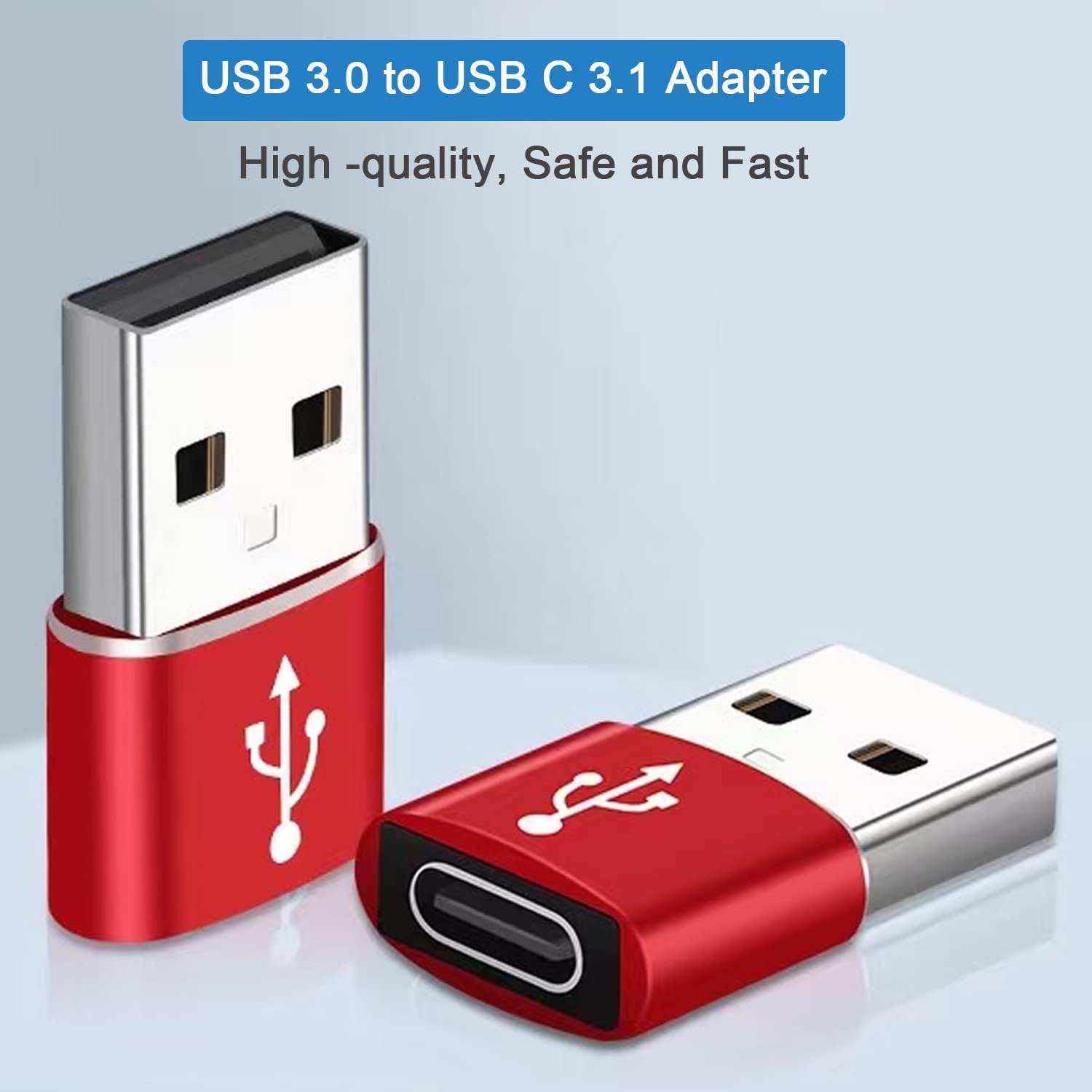 USB A to USB C Adapter,2Pack Type C Female to USB A Male Converter Compatible with iPhone 11 12 13 Pro Max, Sam Galaxy Note,Google Pixel etc, Red