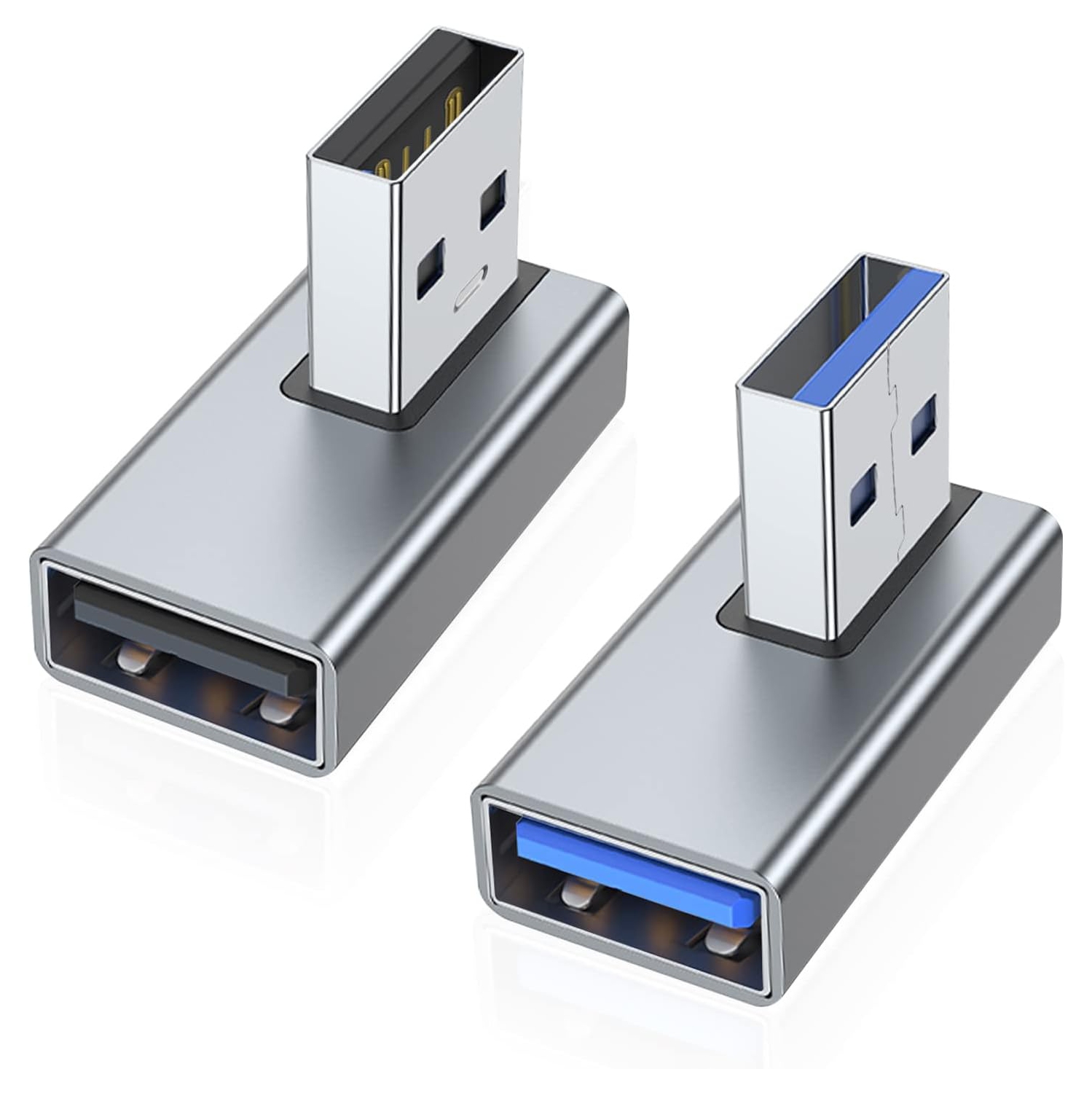 2 adaptateurs USB 3,0 90 degrés, prolongateur de conversion USB A mâle vers femelle à angle gauche et droit pour PC, ordinateur portatif, chargeur