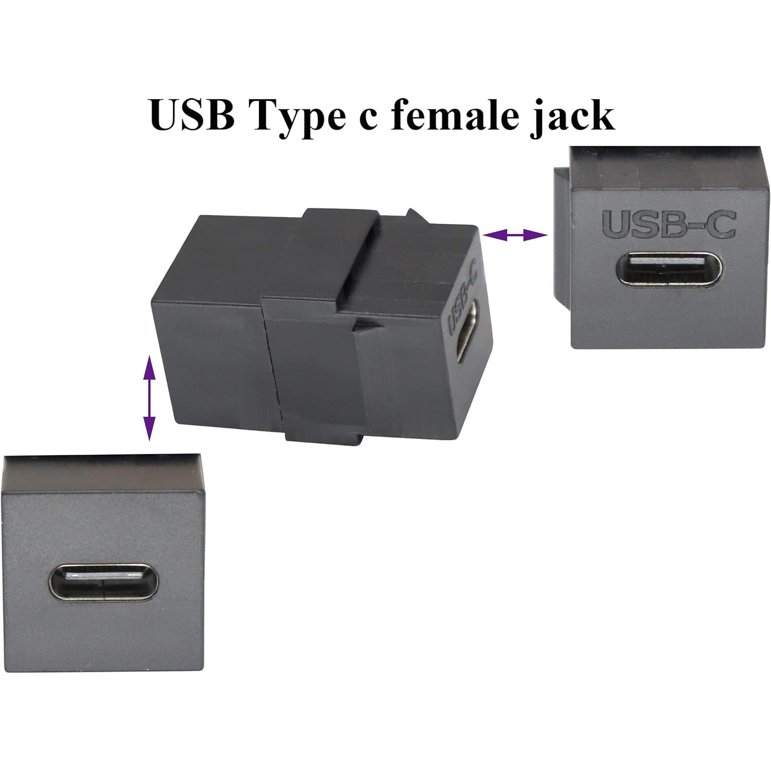 A USB C Keystone Jack Adapter USB 3.1 Type-C Female to Female Keystone Insert Socket Coupler Adapter for Wall Plate Outlet Panel