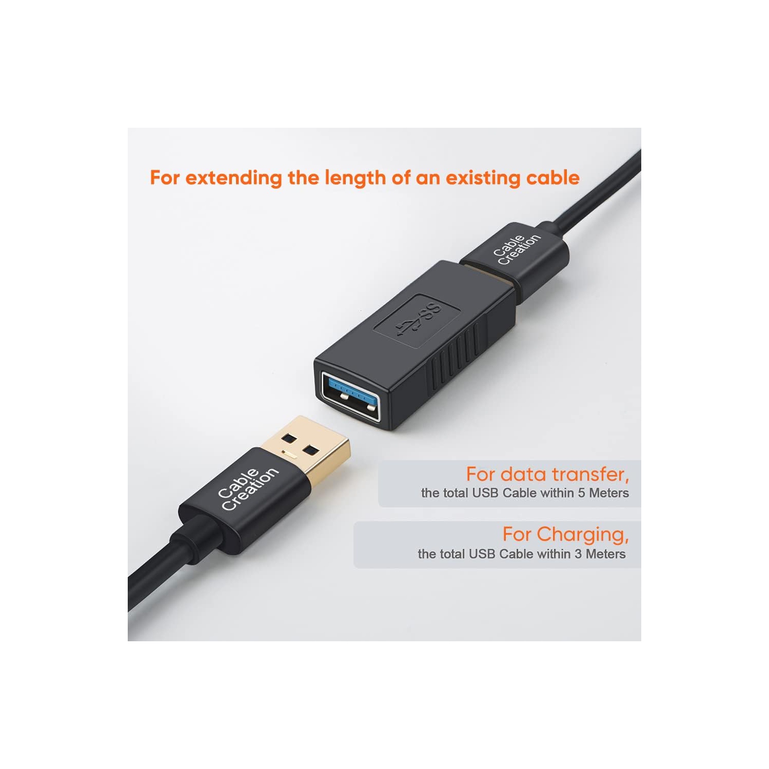 Coupleur USB 3,0, adaptateur USB femelle vers femelle USB 3,0 type A femelle vers femelle Adaptateur d'extension USB 3,0 SuperSpeed, noir, paq. 2