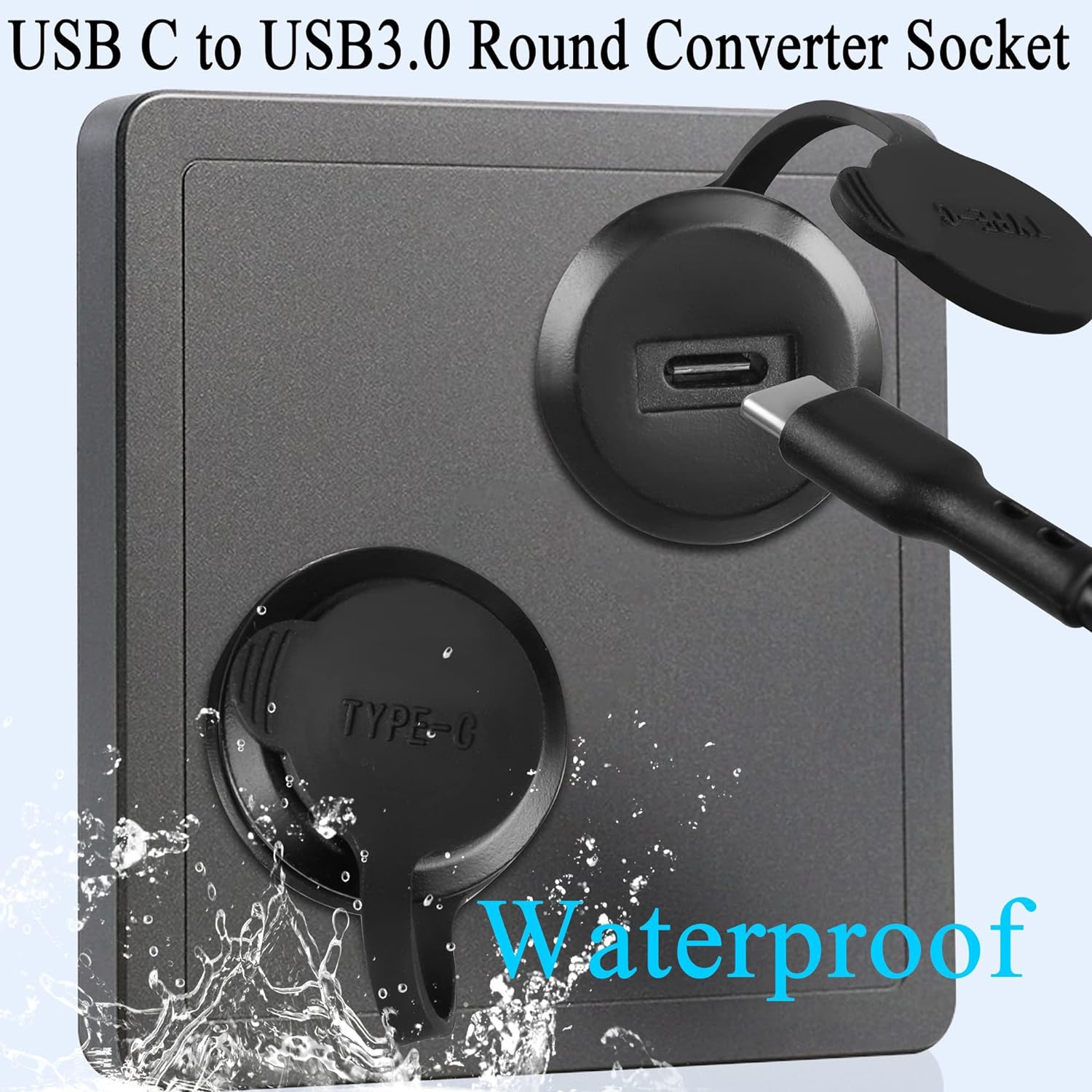 Q USB C to USB3.0 Embedded Threaded Fixed Adapter 5Gbps USB C Female to USB3.0 Female Panel Mount Connector USB C to USB3.0 Round Converter Socket,