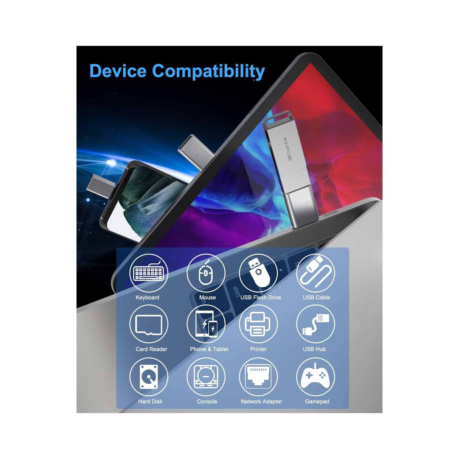 B USB C to USB Adapter 3 Pack,Type C Male to USB A 3.0 Female Adapter,Thunderbolt 3 4 OTG Converter for iPad Pro 10 Air 4 5 Mini