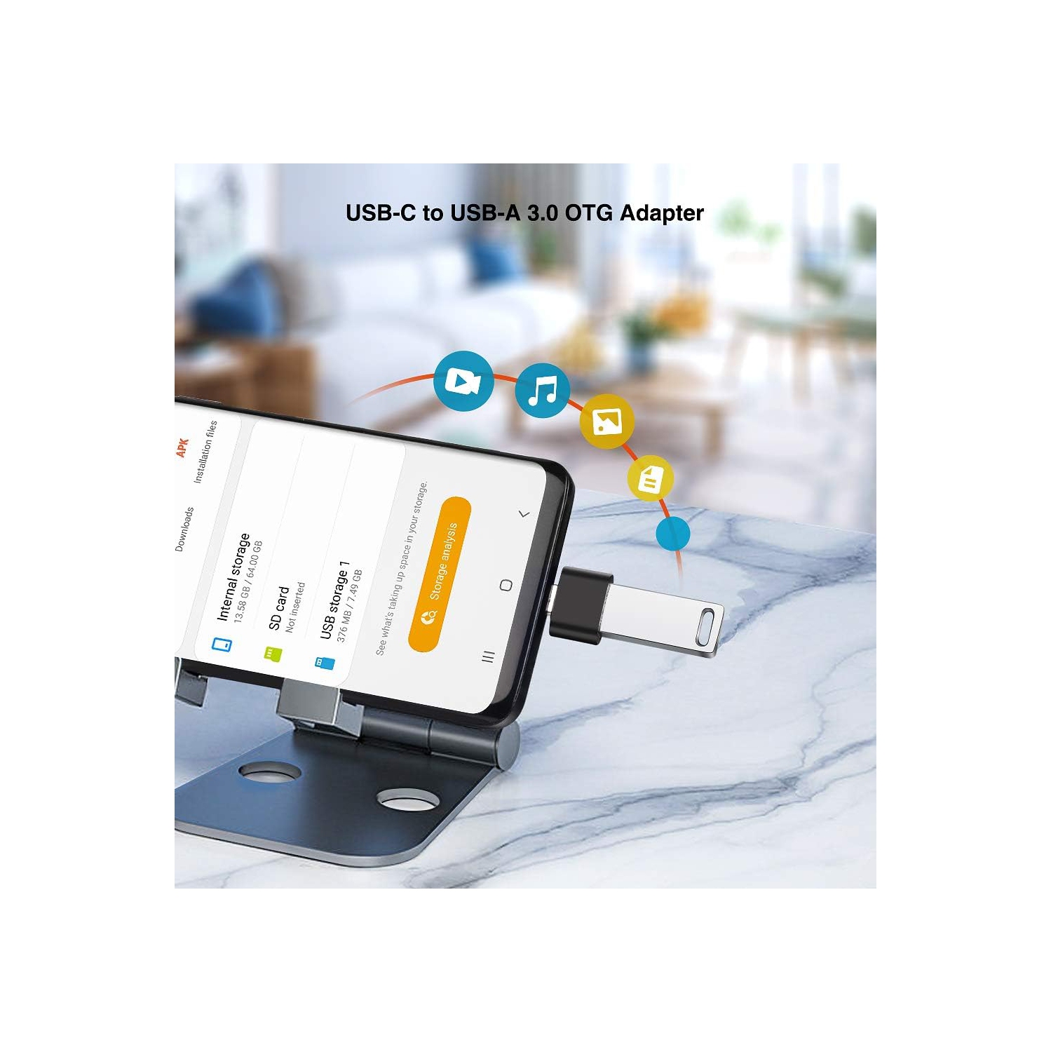 Adaptateur USB-C à USB [paquet de 2], adaptateur USB-C à USB 3,0, connecteur USB-C à USB-A OTG compatible avec Thunderbolt 3 MacBook Pro/Air 2019+,