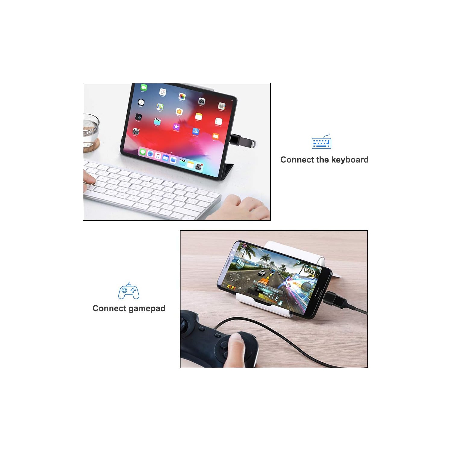 Adaptateur USB-C à USB [paquet de 2], adaptateur USB-C à USB 3,0, connecteur USB-C à USB-A OTG compatible avec Thunderbolt 3 MacBook Pro/Air 2019+,